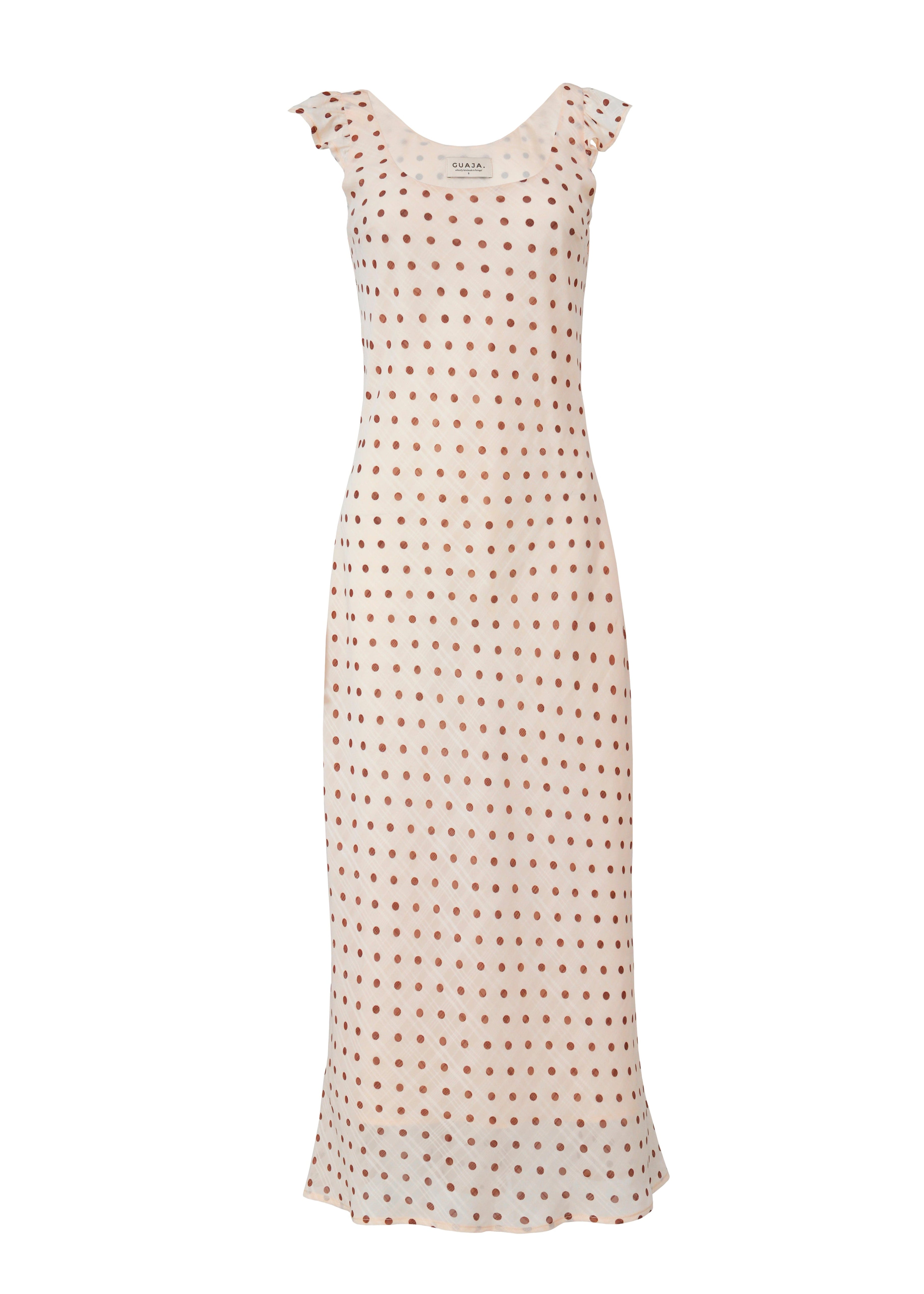 Carmen Polka Dot Midi Dress - Beige &amp; Brown 
