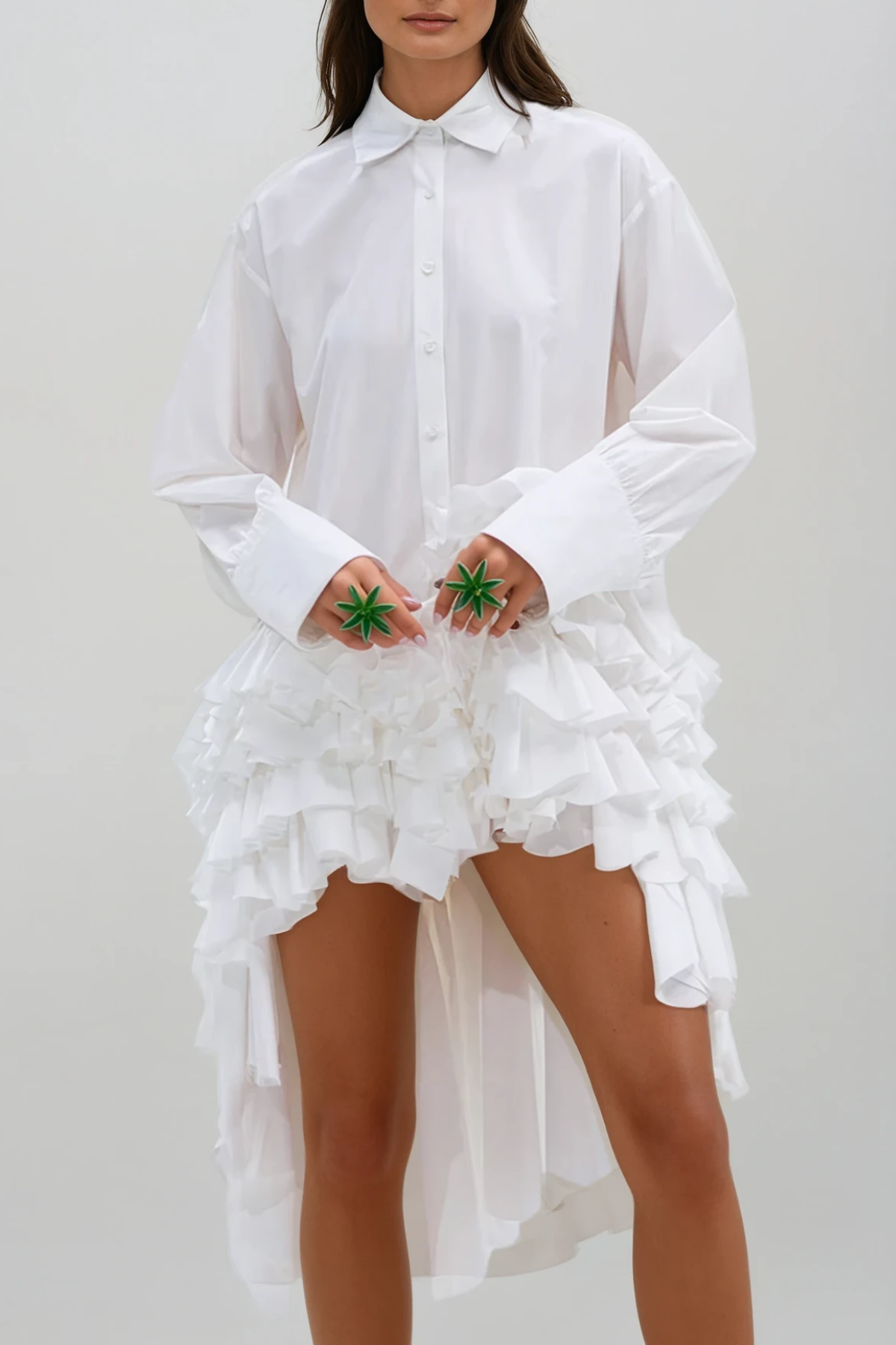 Dermot Ruffle Mini Shirt Dress