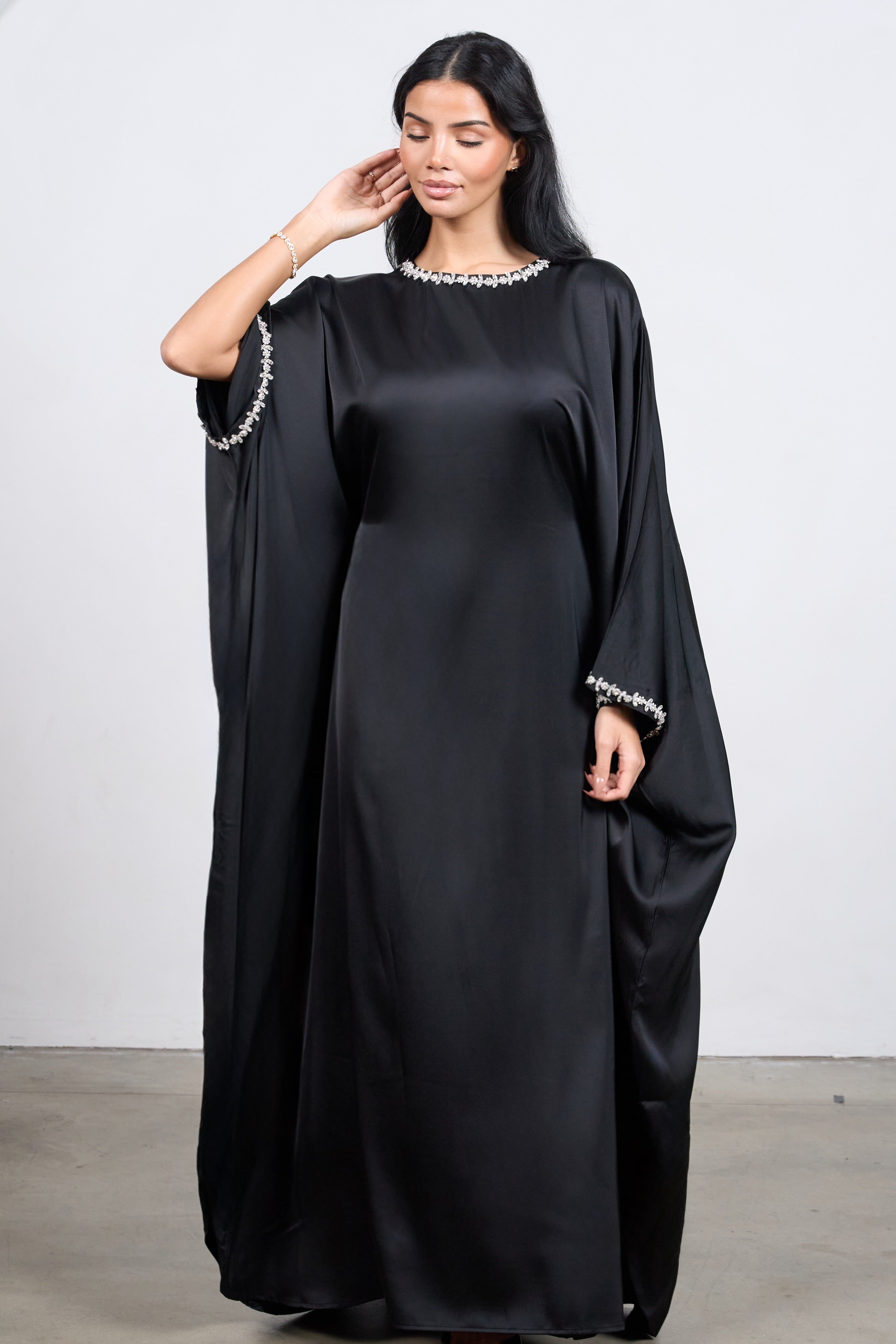 Diamond Tie Abaya Dress – Modest Dress with Sparkling Detail