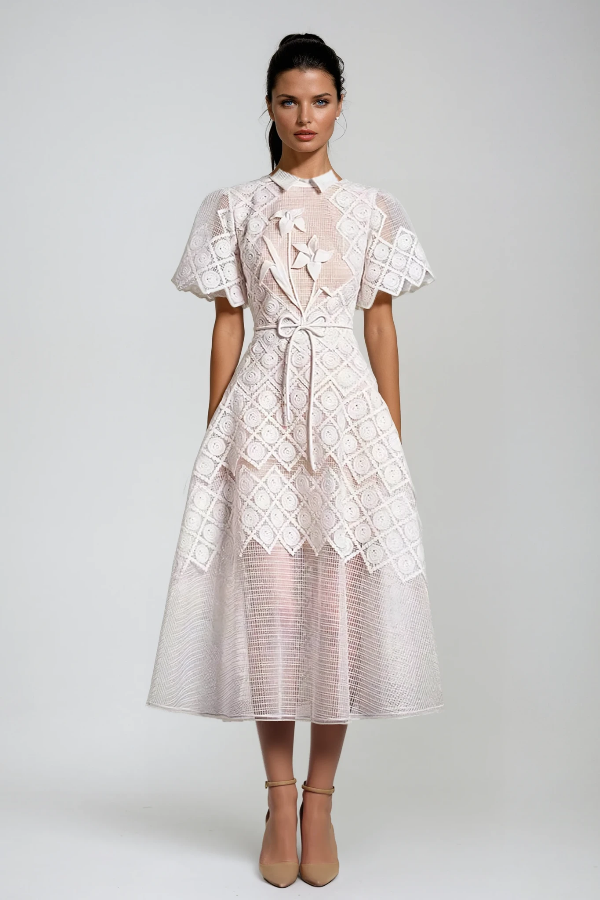 Dimitrios Flower Embroidered Midi Dress