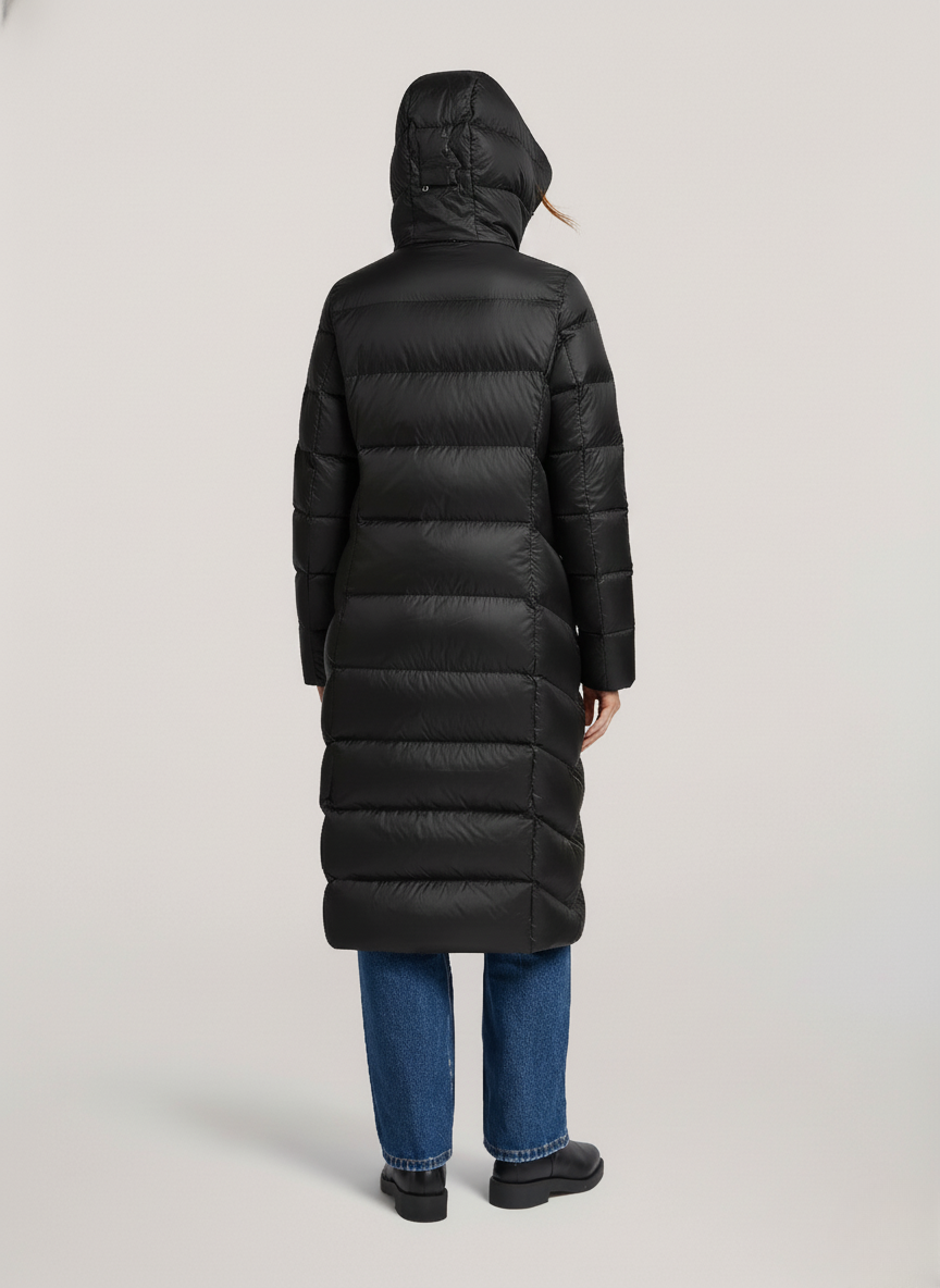 Elegant Shiny Down Jacket – Lightweight & Insulated with Adjustable Hood | BLACK 3