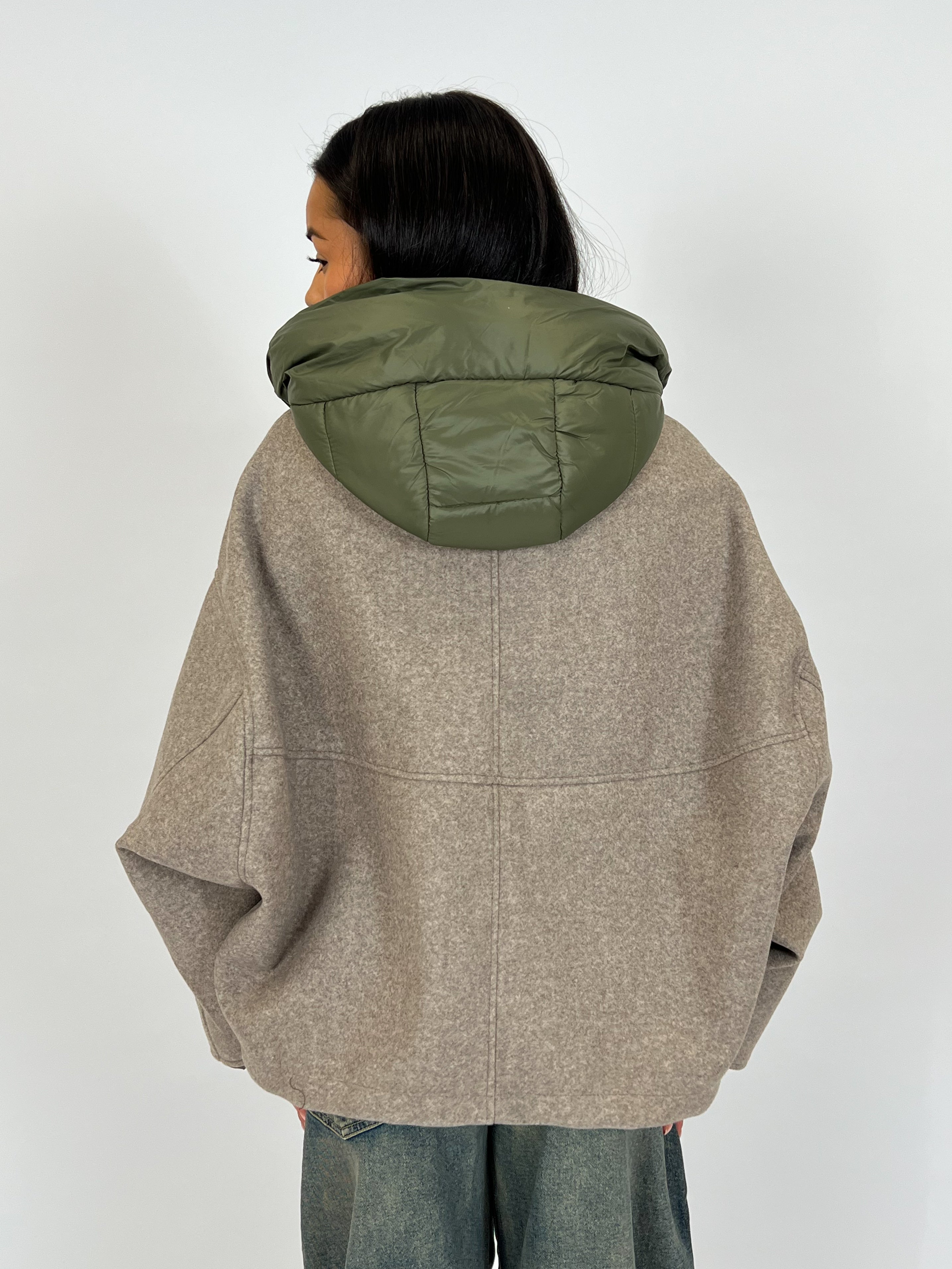DINA PUFFER TAUPE/GREEN