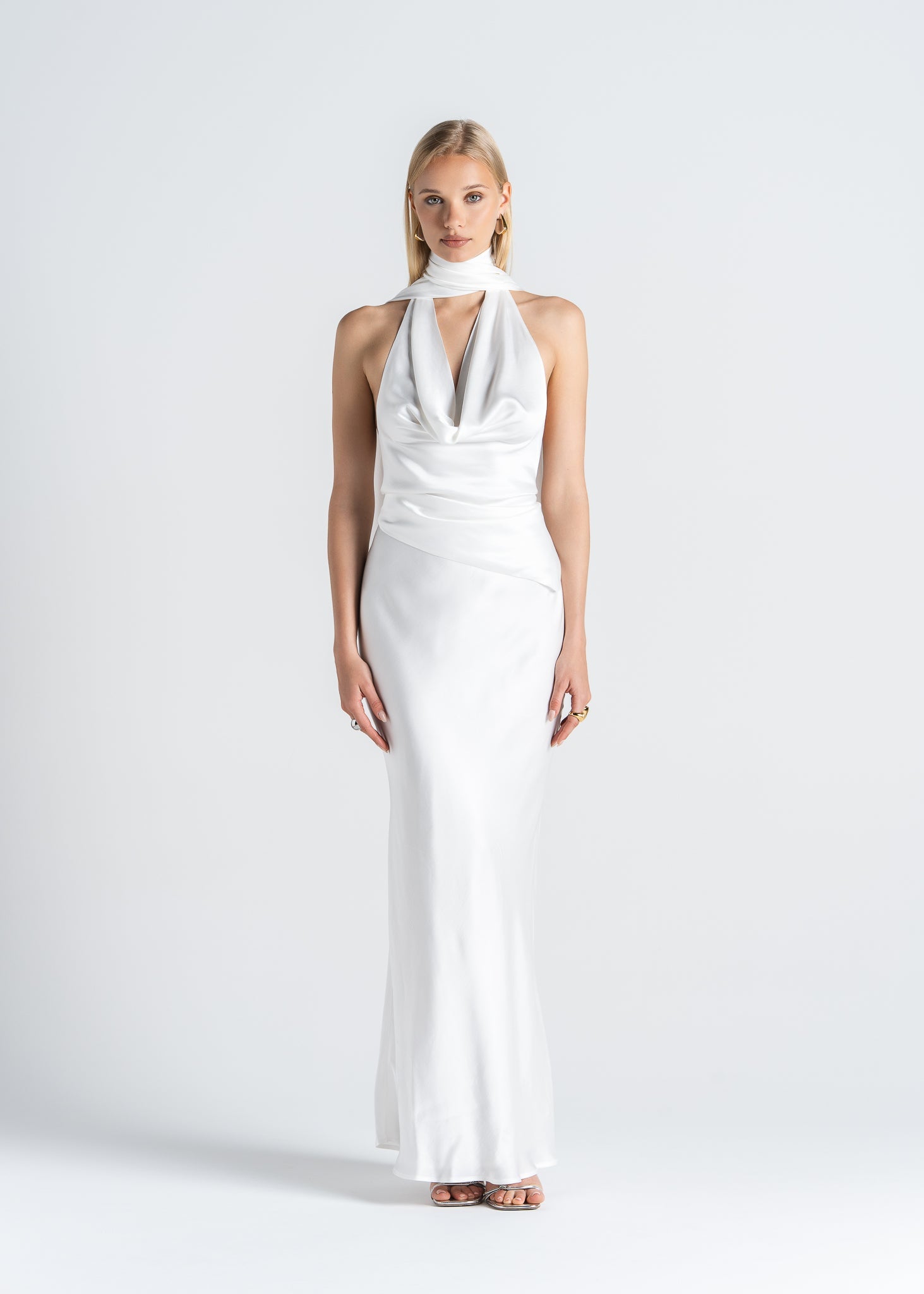 Halo Satin Maxi Skirt - Black 