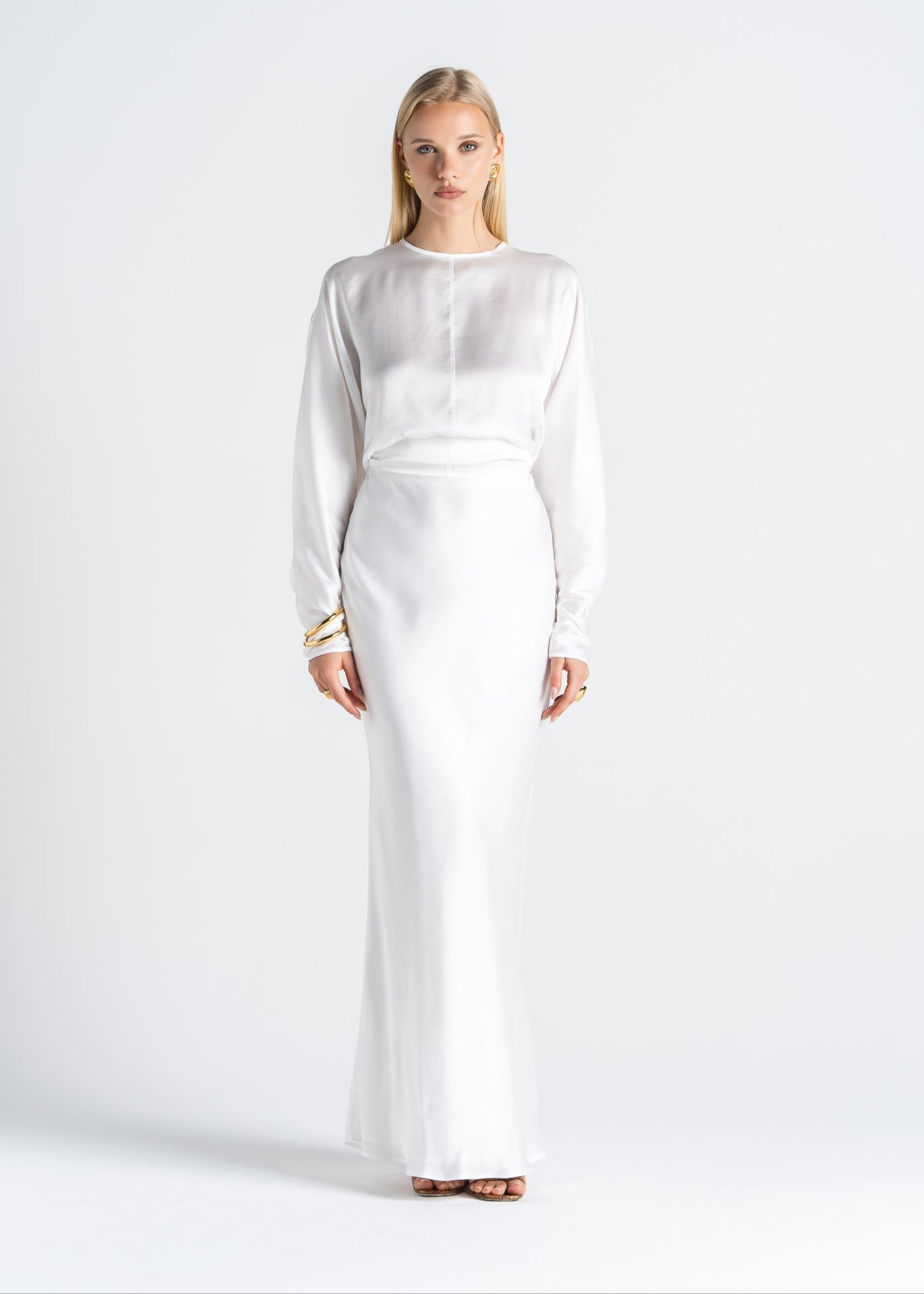 Halo Satin Maxi Skirt - Black 