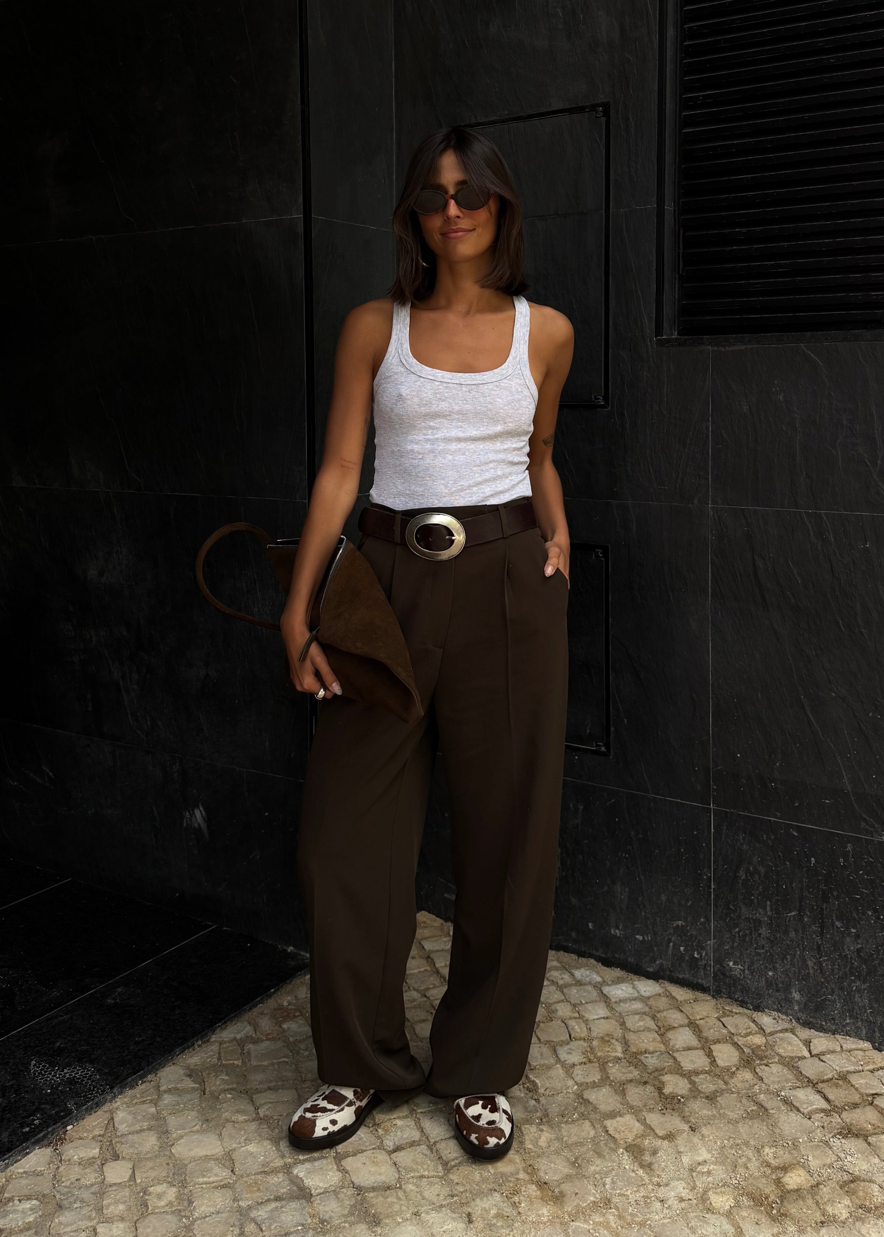 Jimmy Scoop-Neck Ribbed Tank Top - Gray 