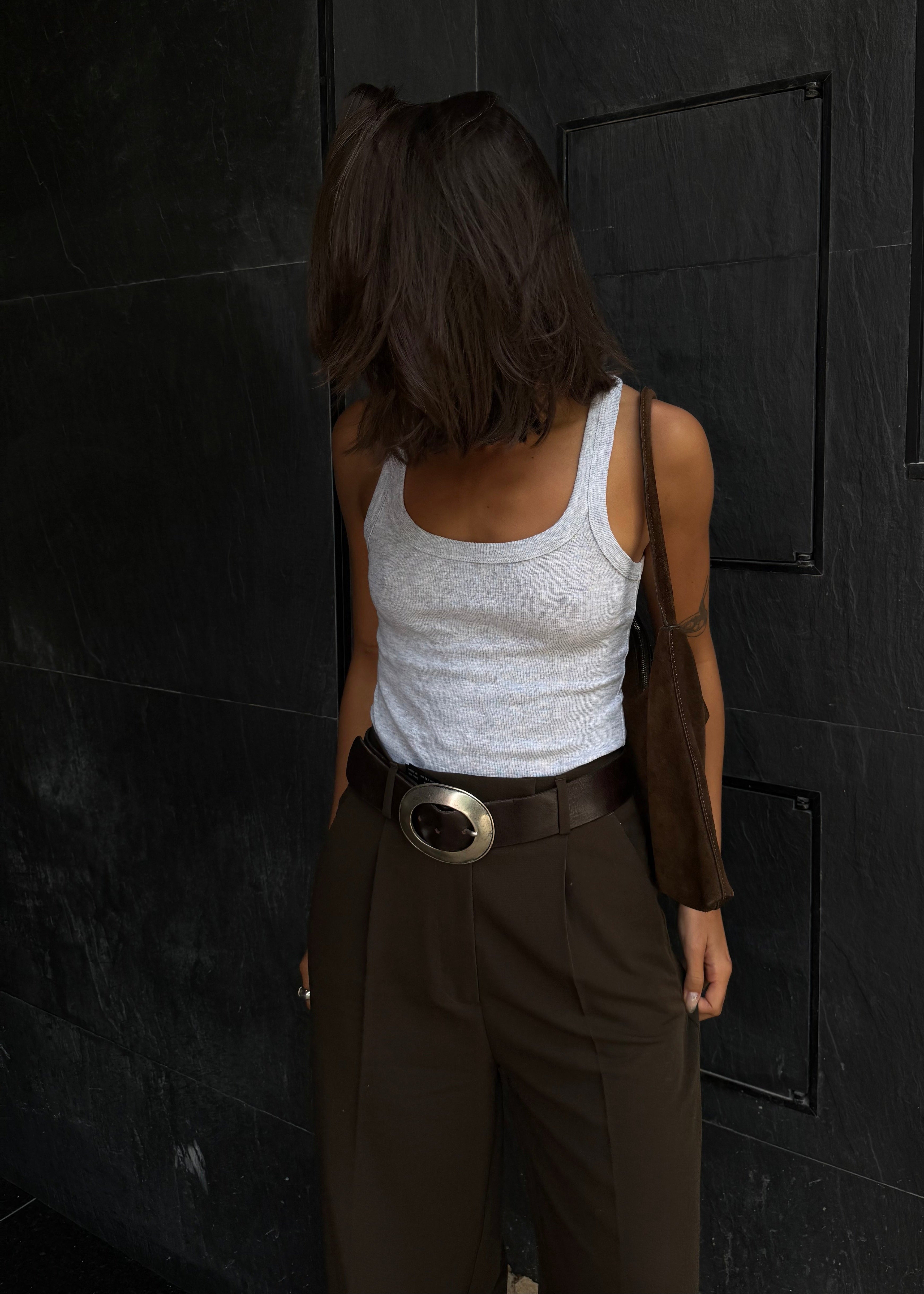 Jimmy Scoop-Neck Ribbed Tank Top - Gray 