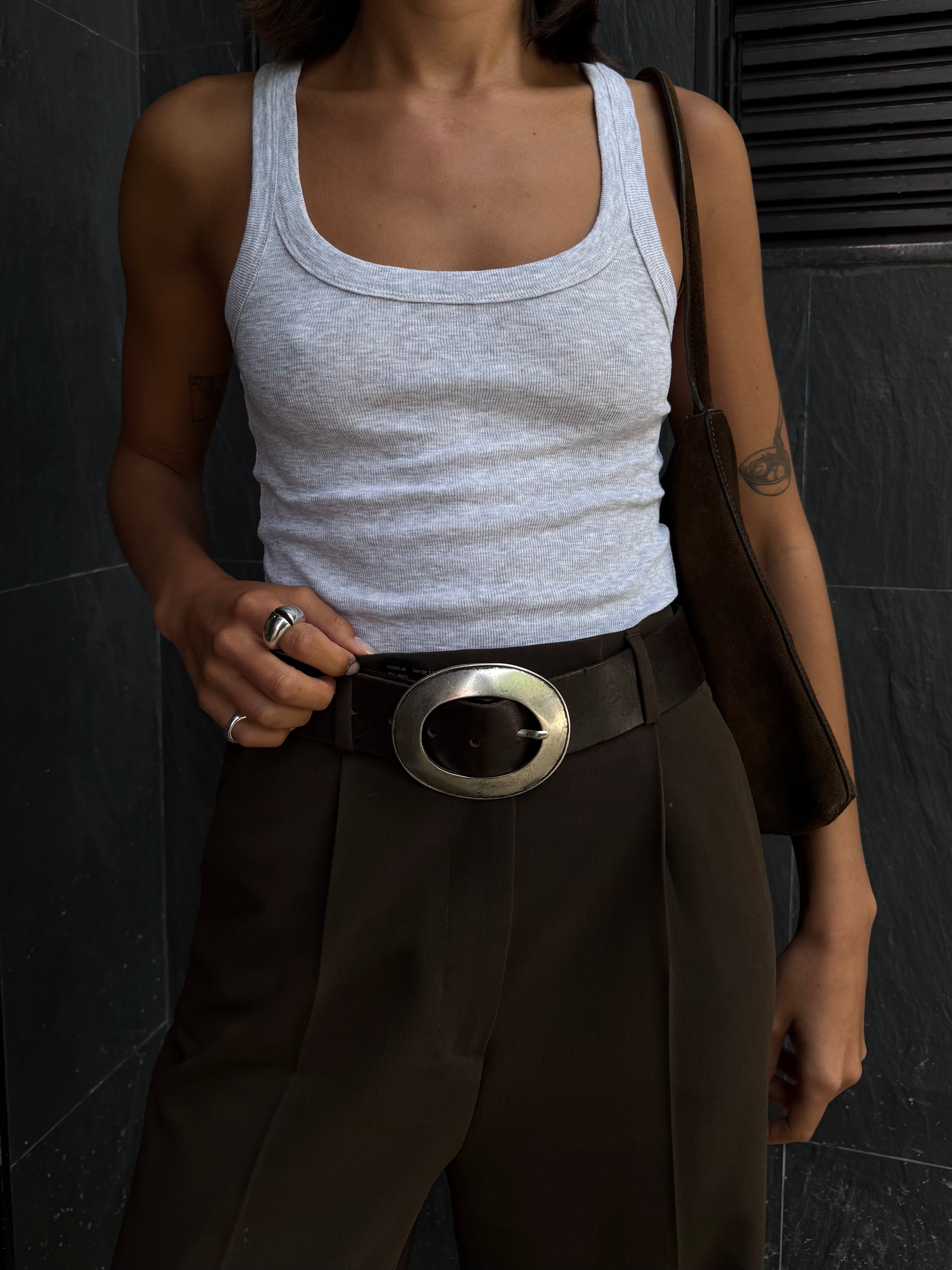 Jimmy Scoop-Neck Ribbed Tank Top - Gray 