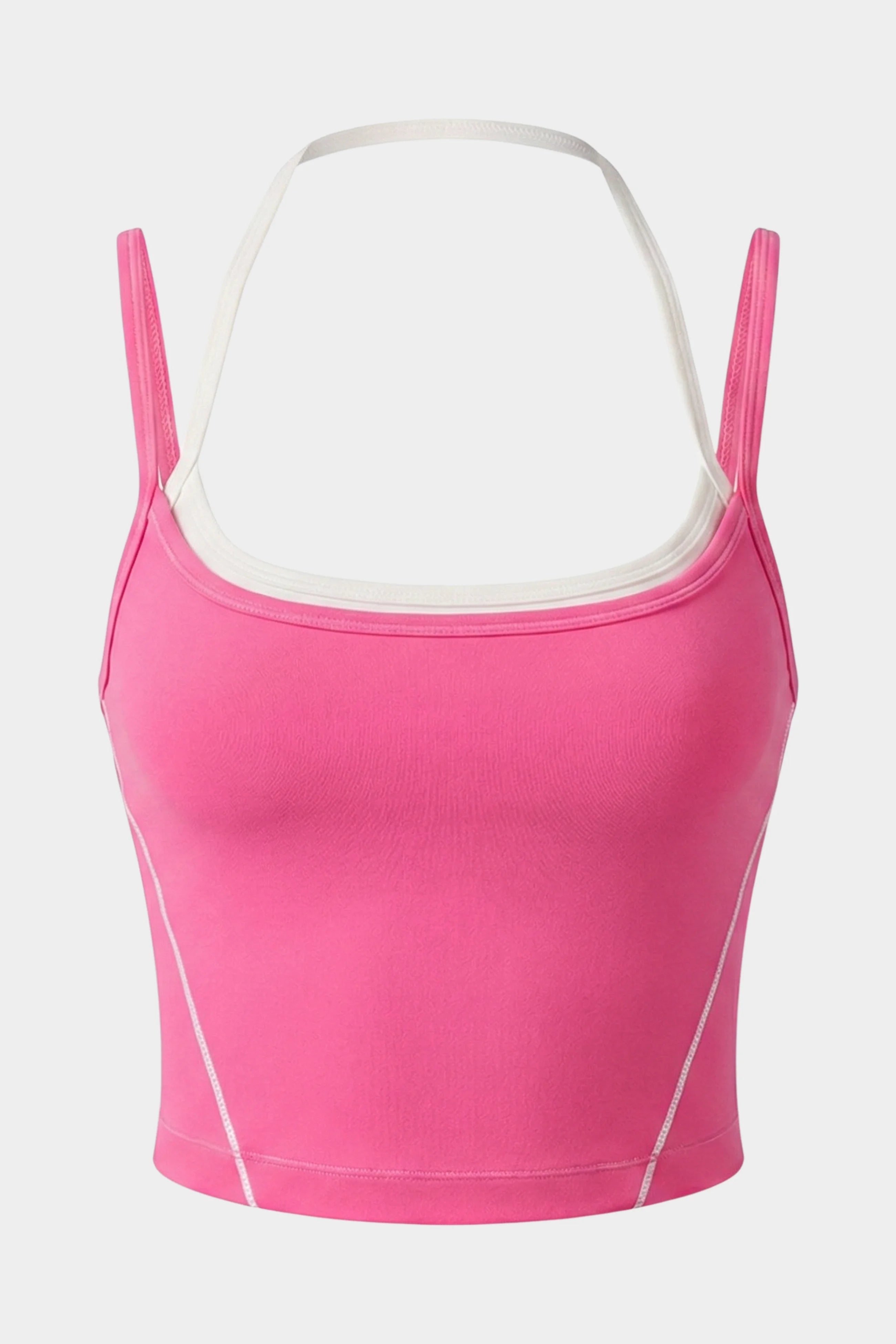 LEWAIR's Athletic Crop Tank Top in Blush Pink – Contrast Trim Performance Style 3