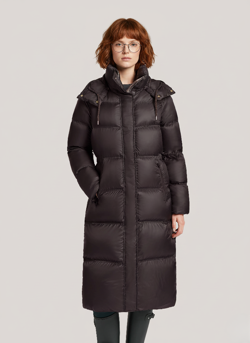 Lightweight Down Jacket – Elastic Waist & Detachable Hood for Winter Comfort | CHOCOLATE 1