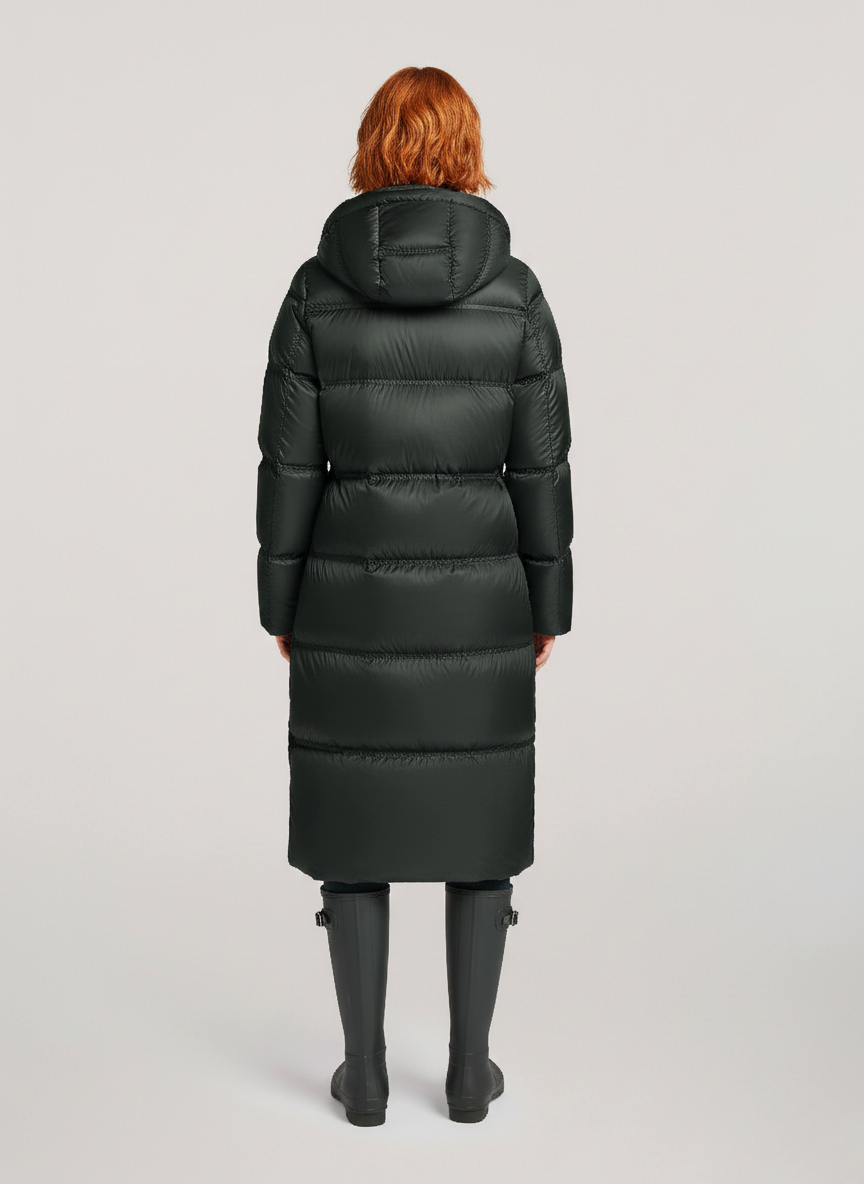 Lightweight Down Jacket – Elastic Waist & Detachable Hood for Winter Comfort | GREEN 2