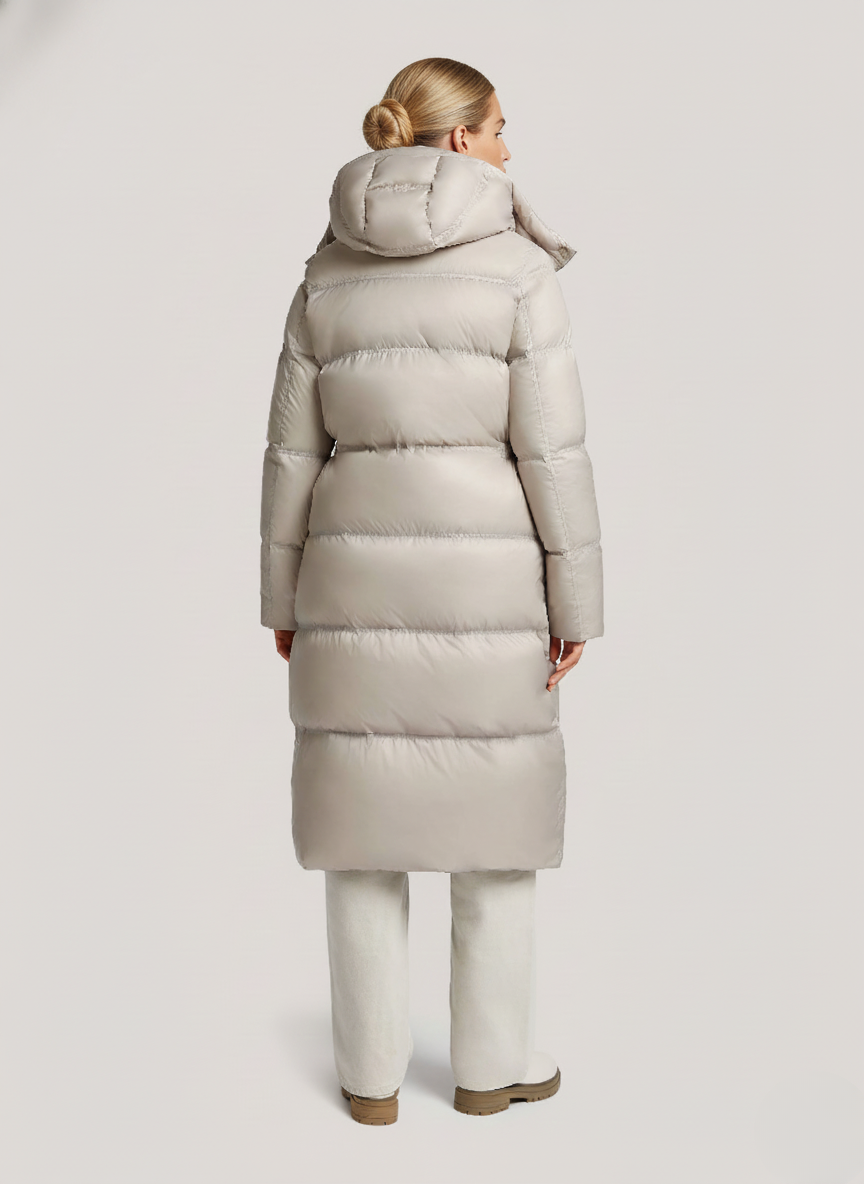 Lightweight Down Jacket – Elastic Waist & Detachable Hood for Winter Comfort | WHITE 2