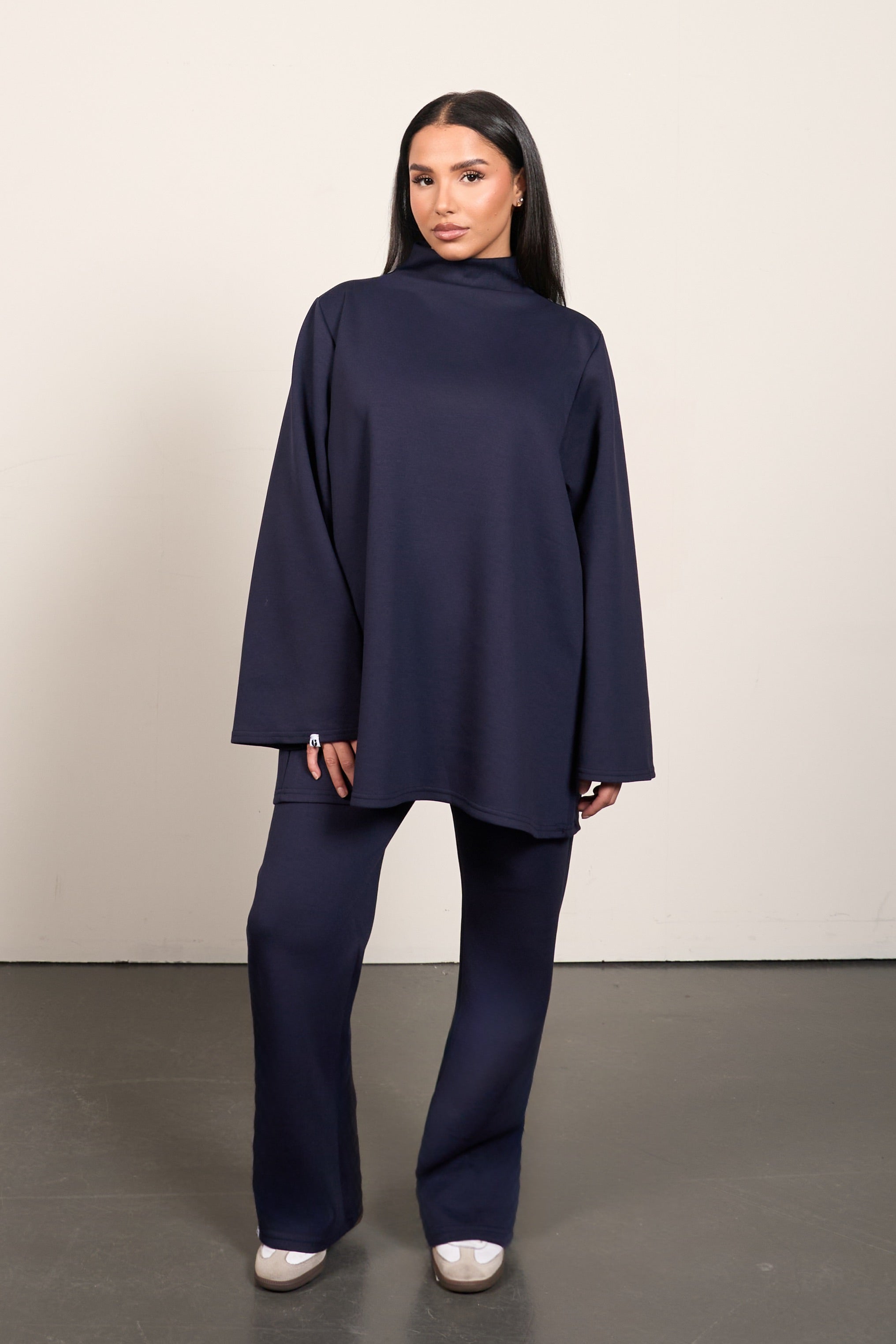 Modest High Neck Sweatshirt – Relaxed Crew Pullover for Women