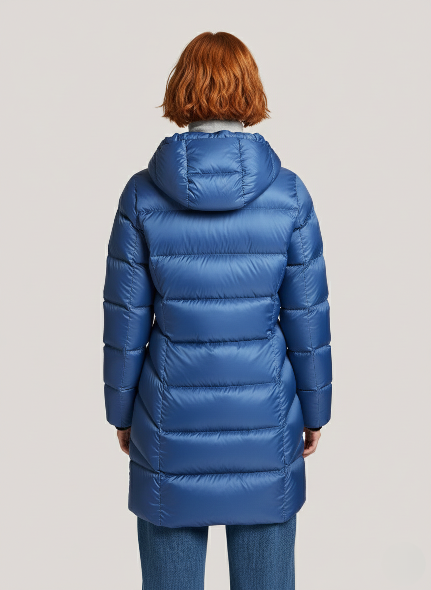 Naomi's Lightweight Down Jacket – Oversized Hood & Cozy Warmth for Winter | BLUE 2