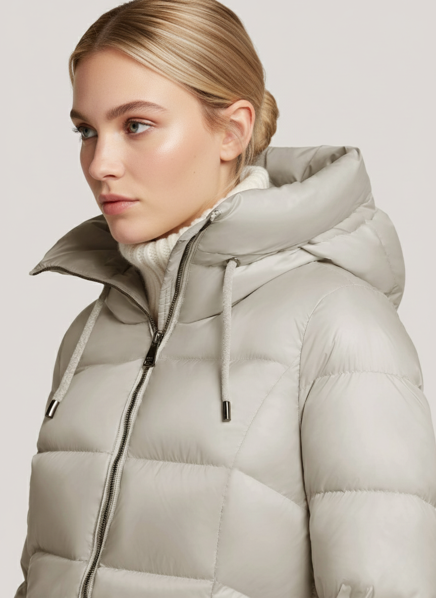 Naomi's Lightweight Down Jacket – Oversized Hood & Cozy Warmth for Winter | WHITE 3