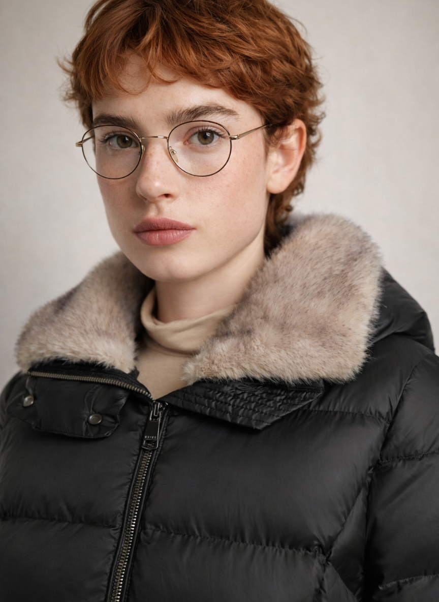 Paige Lightweight Low Down Jacket – Elegant Taffeta Fabric with Faux Fur Collar | BLACK 2