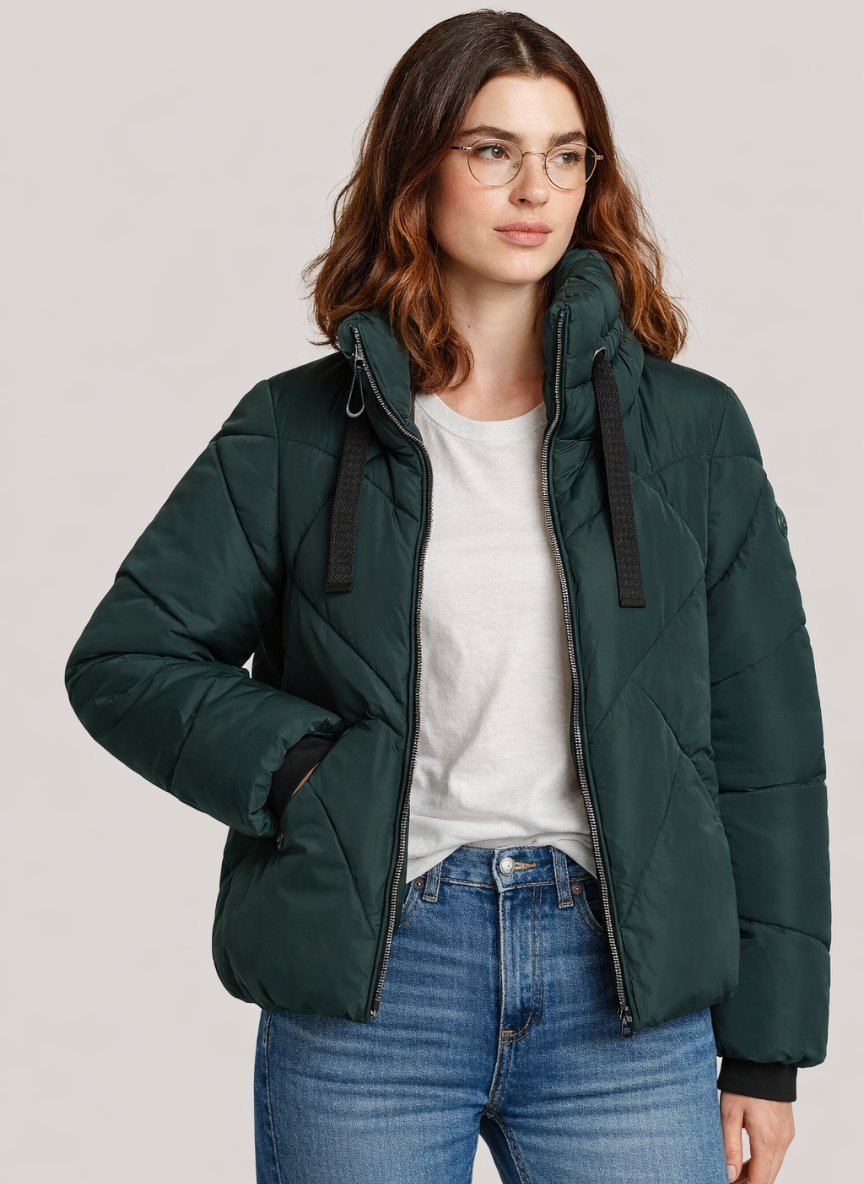 Polyester Taffeta Puffer Jacket – Eco-Friendly & Fashionable Winter Coat | GREEN 1