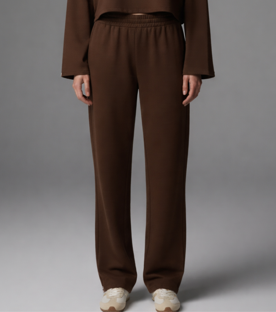 Relaxed Cotton Wide-Leg Pants | Comfy & Stylish Everyday Wear - BROWN