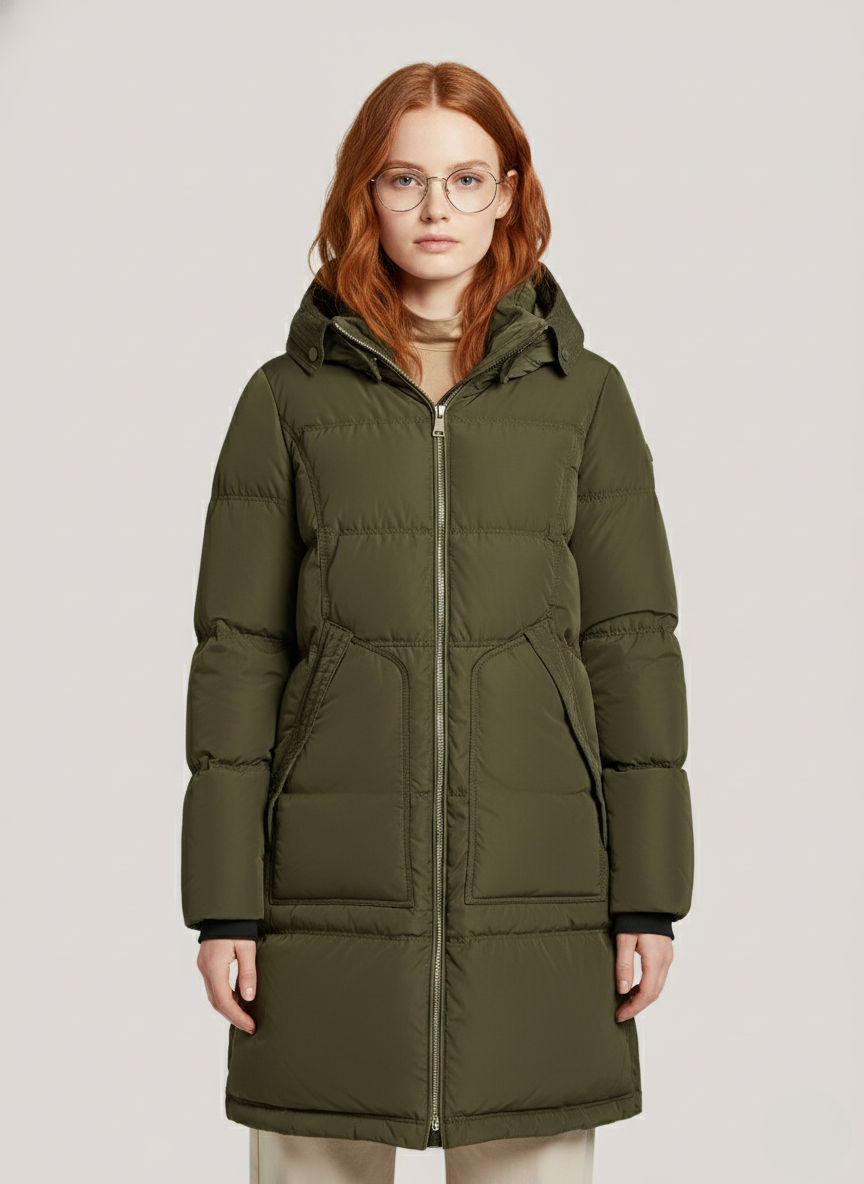 Sandra Memory Twill Parka – Versatile, Insulated Outerwear with Detachable Hood | GREEN 1
