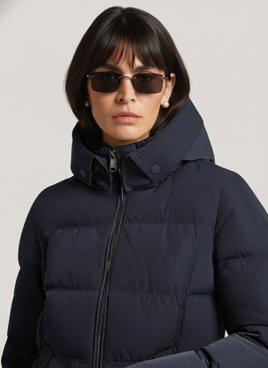 Sandra Memory Twill Parka – Versatile, Insulated Outerwear with Detachable Hood | NAVY 2