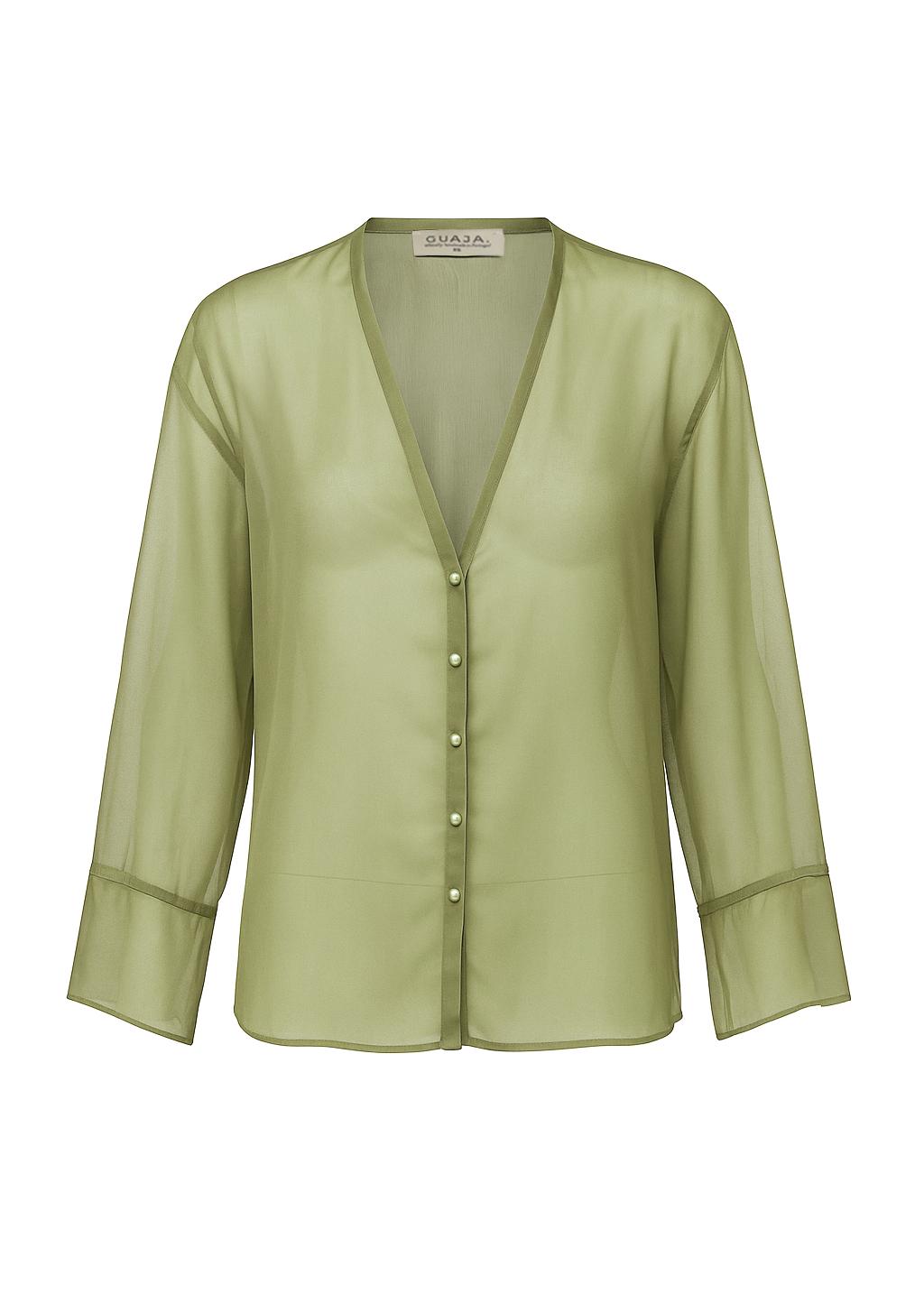 Sheer Button-Up Blouse with Scarf – Lightweight Oversized Blouse for Women | GREEN