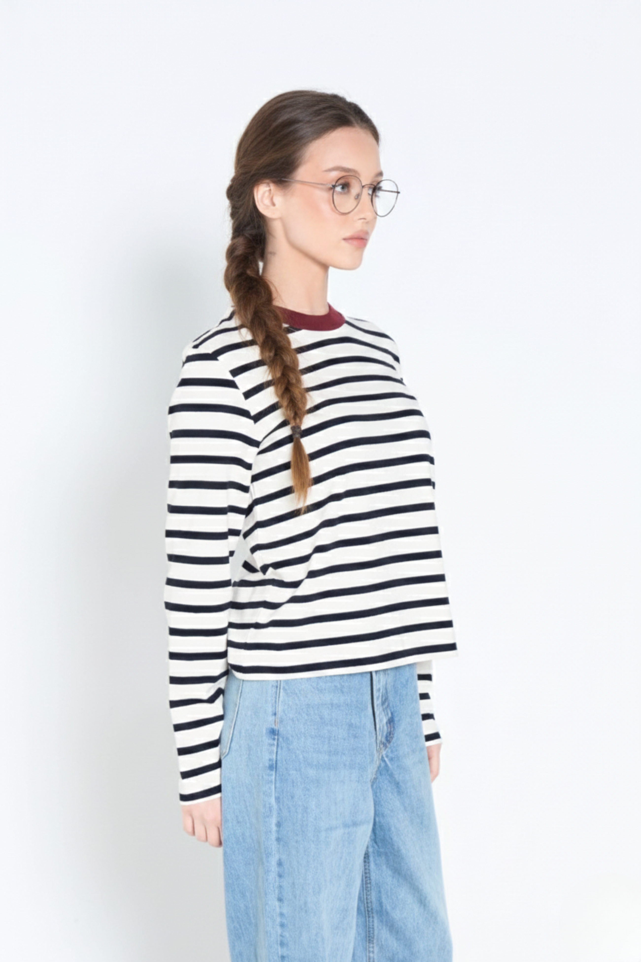Striped Longsleeve Top – Classic Women’s Knit with Contrasting Neckline 2