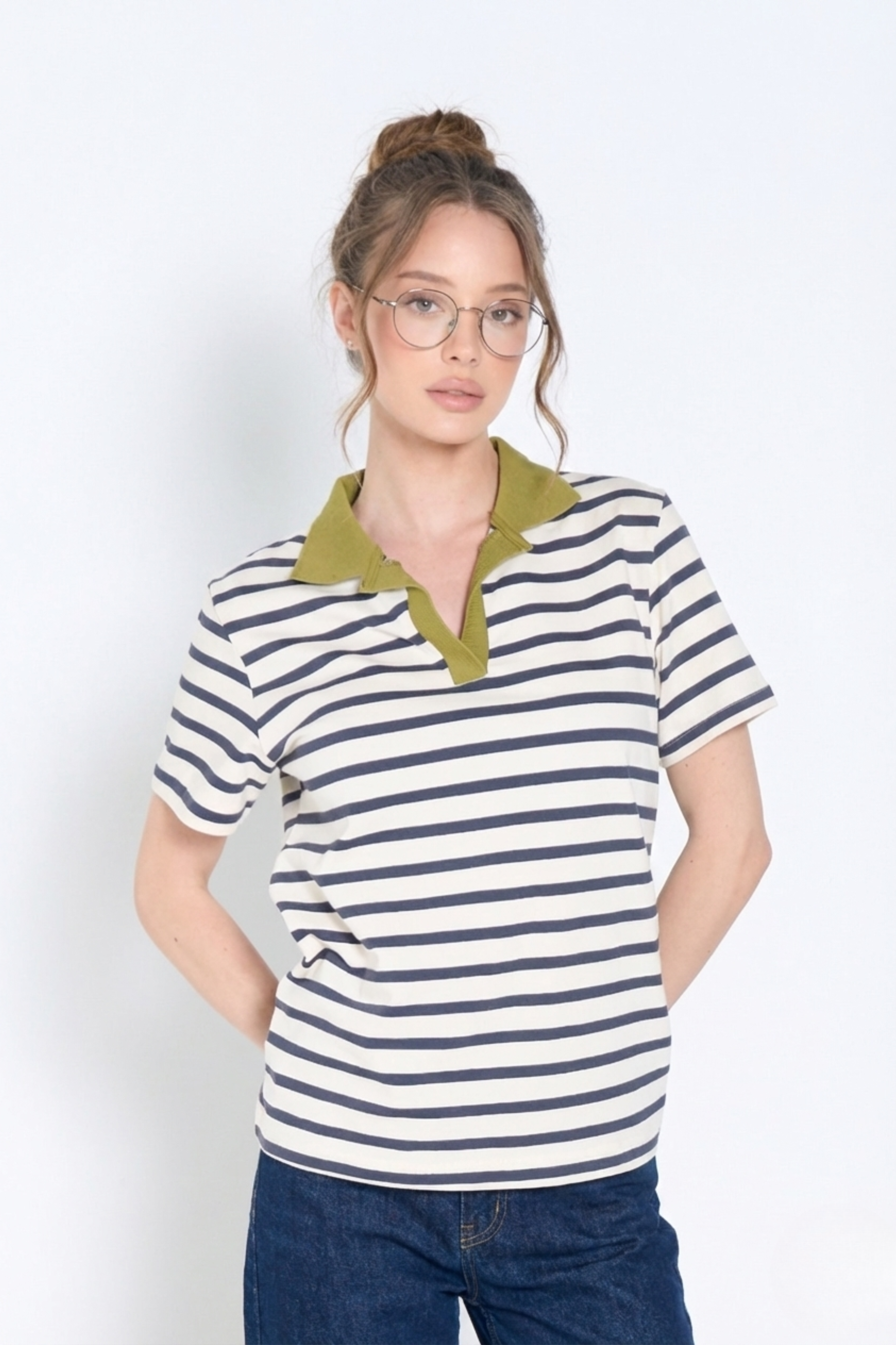 Striped Polo Top – Women’s Classic Short Sleeve Polo 3
