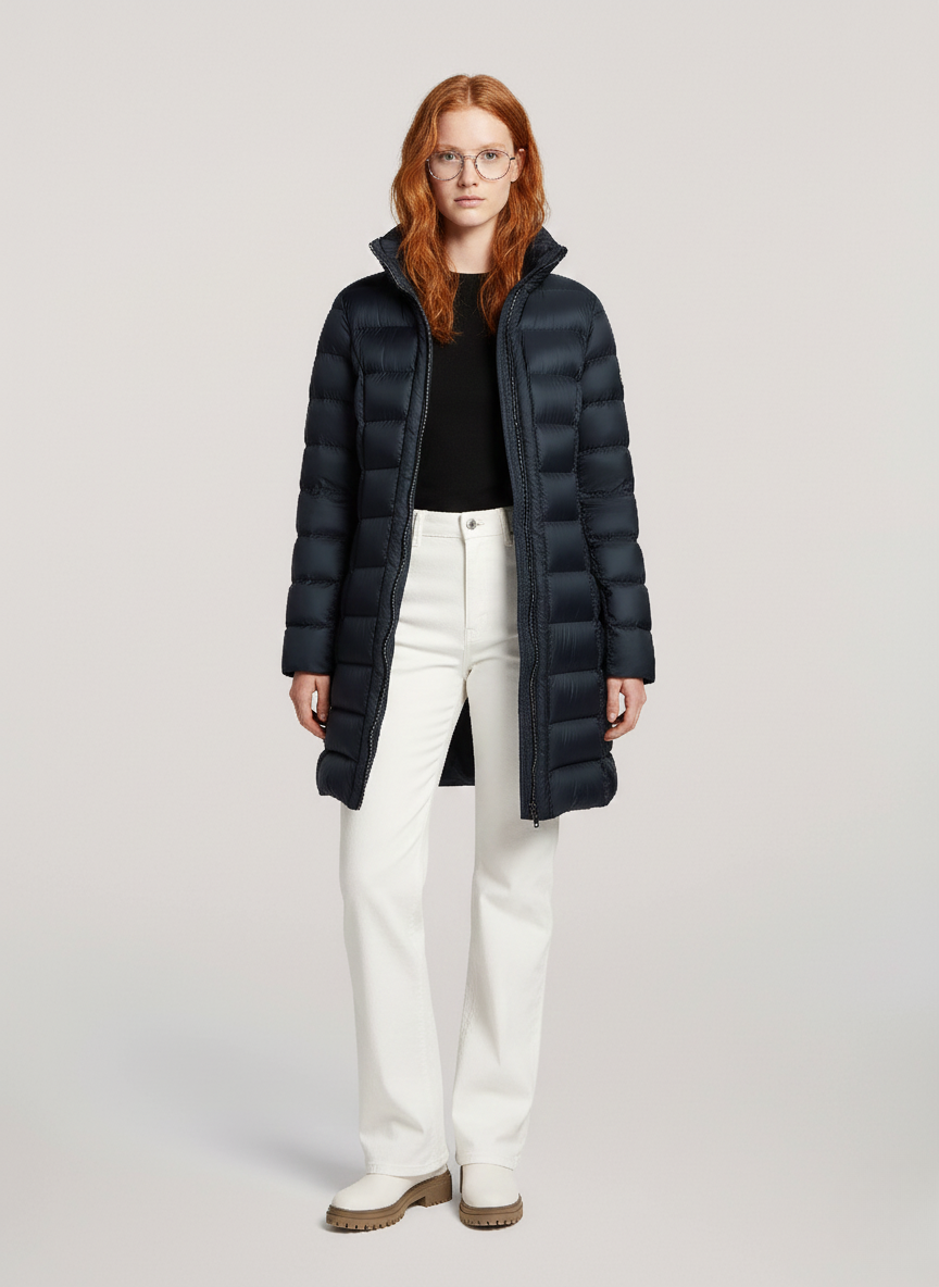 Theodora's Lightweight Mid Down Jacket – Transitional Outerwear with Stand-Up Collar | NAVY 1