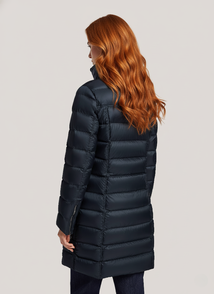 Theodora's Lightweight Mid Down Jacket – Transitional Outerwear with Stand-Up Collar | NAVY 3