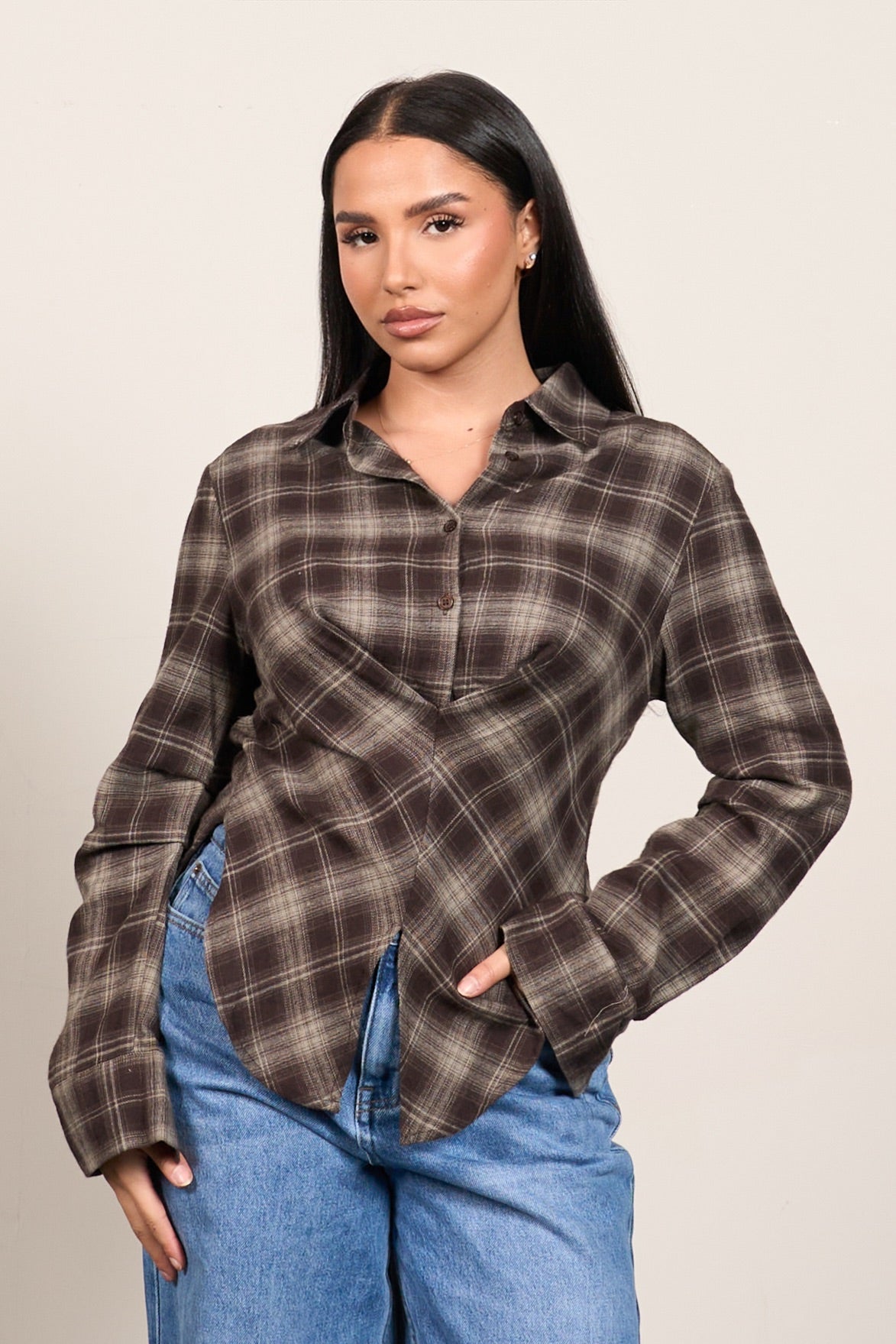 Women’s Soft Flannel Plaid Shirt – Effortless Relaxed Comfort