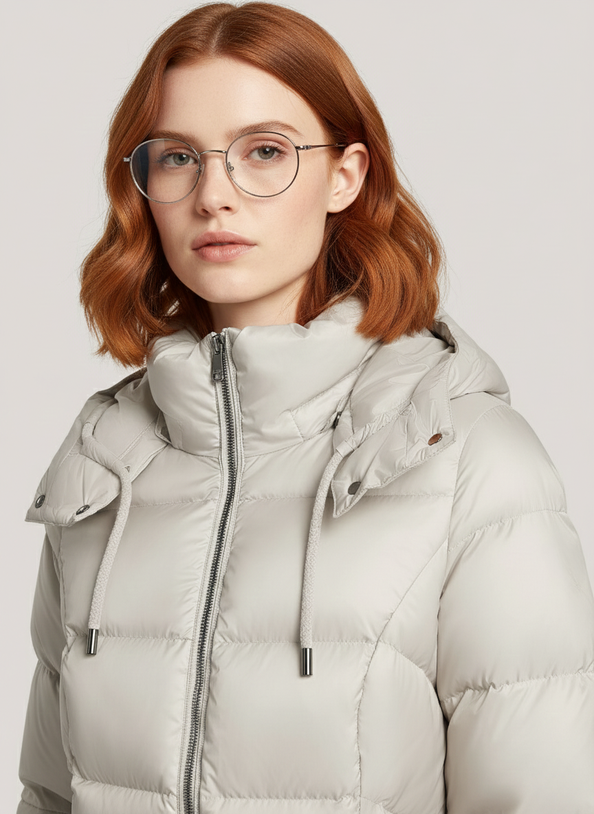 Waverly's Lightweight Short Down Jacket – Adjustable Hood & Warmth for Cold Days | WHITE 2
