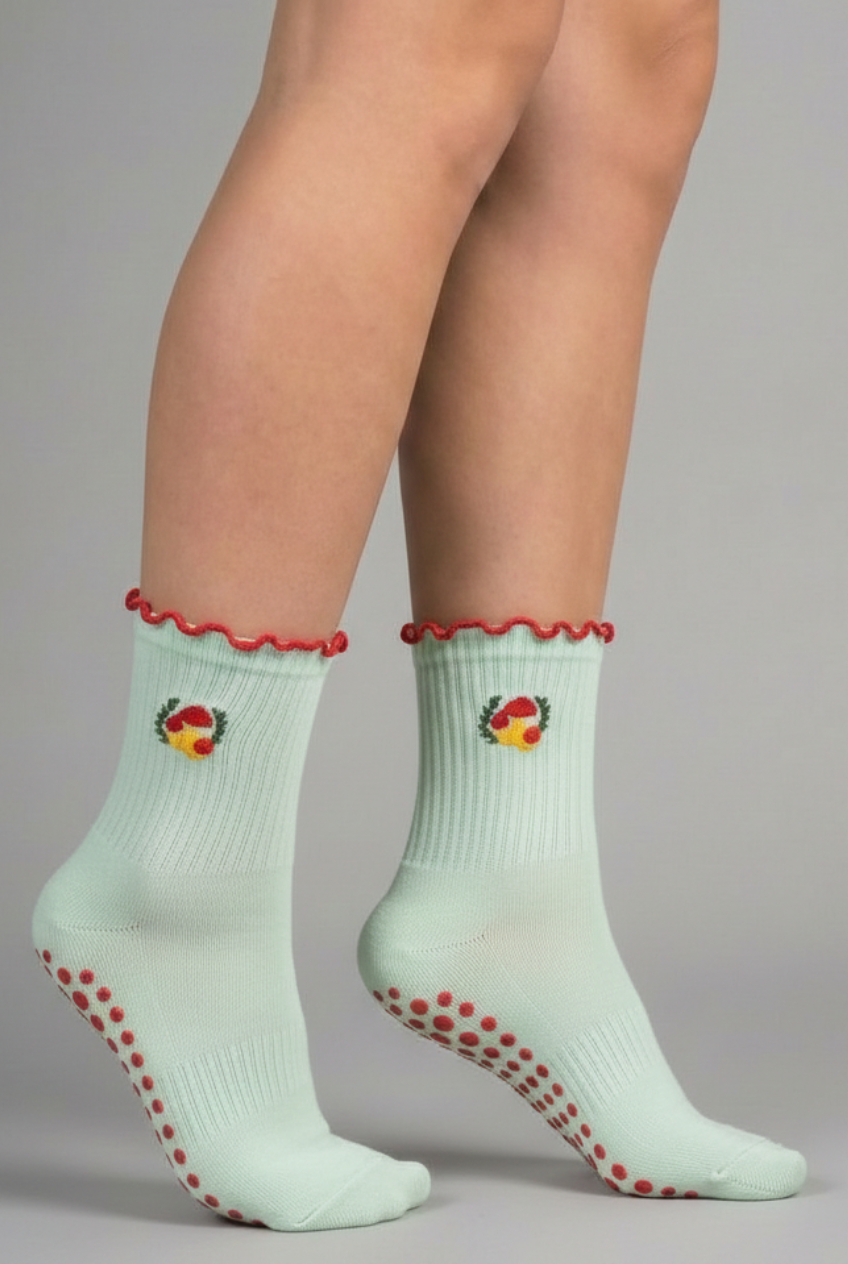 Whimsical Mushroom Grip Socks