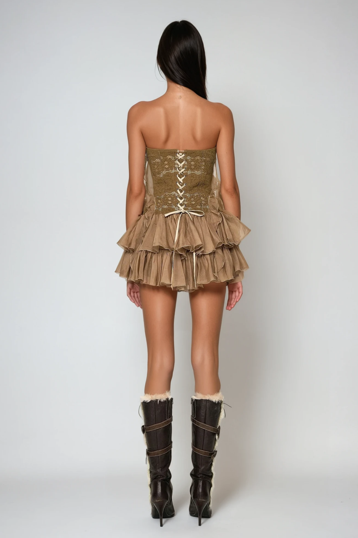 Strapless Ruffle Mini Dress – Elegant Wioleta-Inspired Party Dress