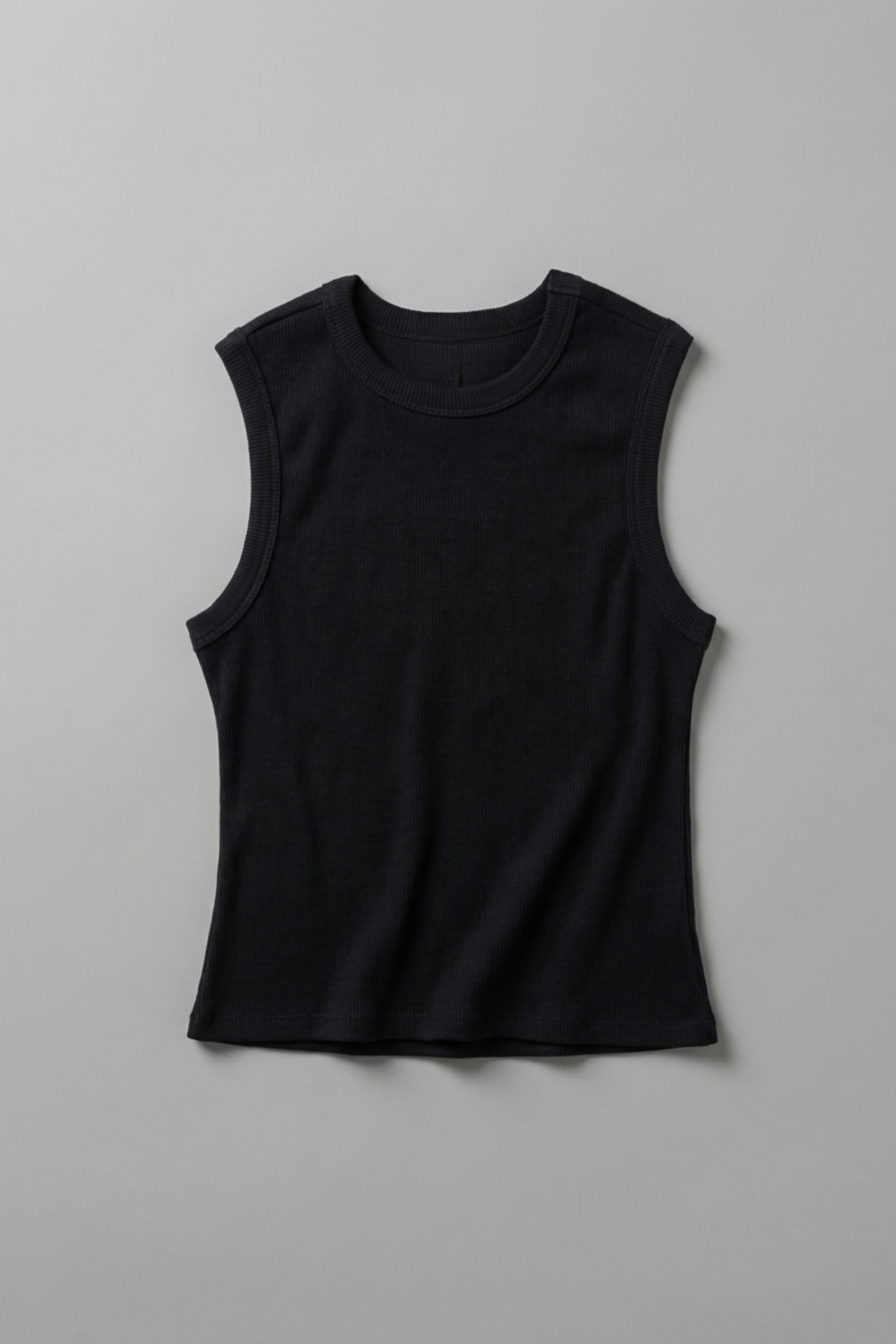 Women’s High Neck Ribbed Crop Tank Top – Sculpted Fit & Soft Comfort | BLACK