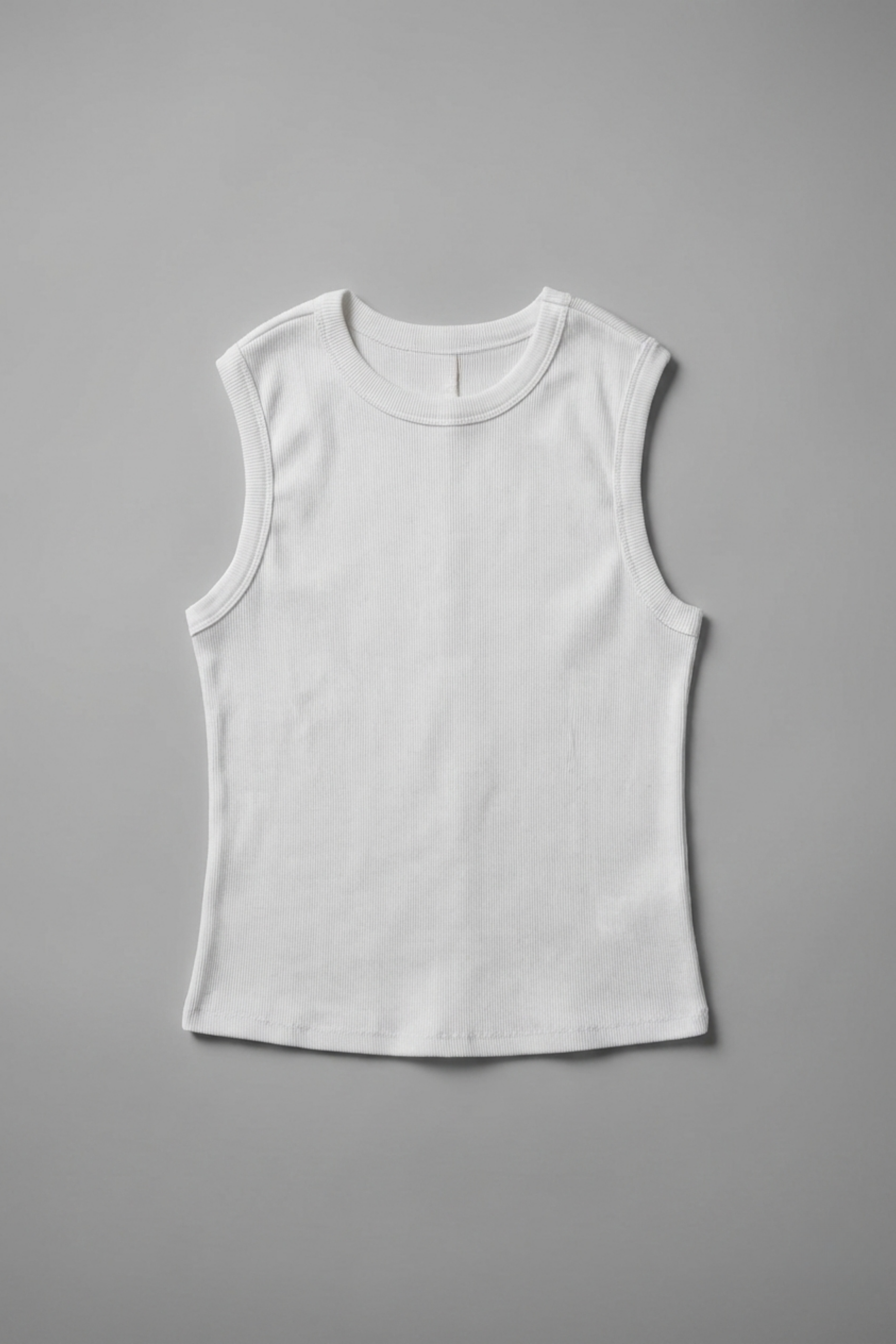 Women’s High Neck Ribbed Crop Tank Top – Sculpted Fit & Soft Comfort | WHITE