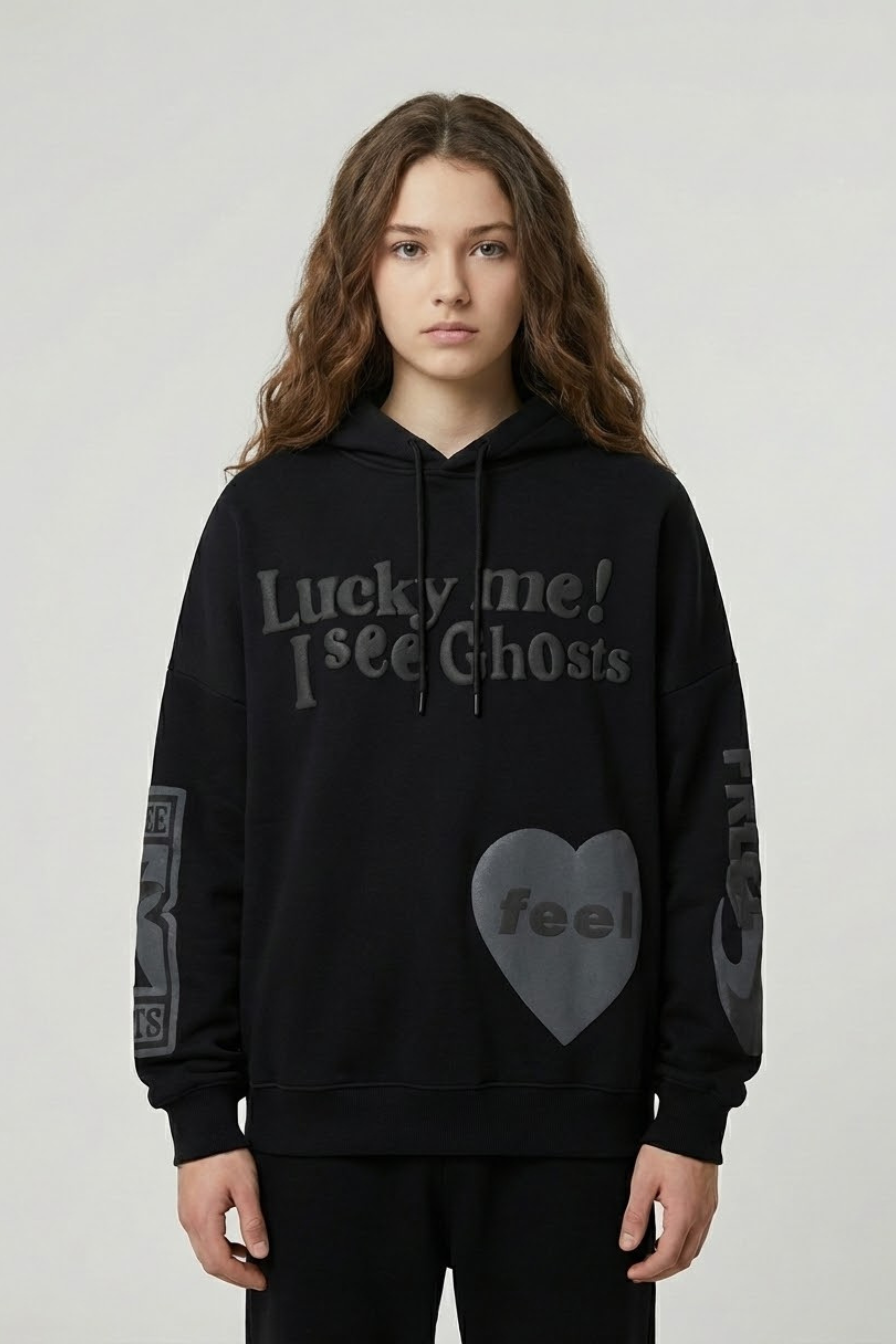 Women’s "Lucky Me I See Ghosts" Hoodie – Bold Graphic Design 2