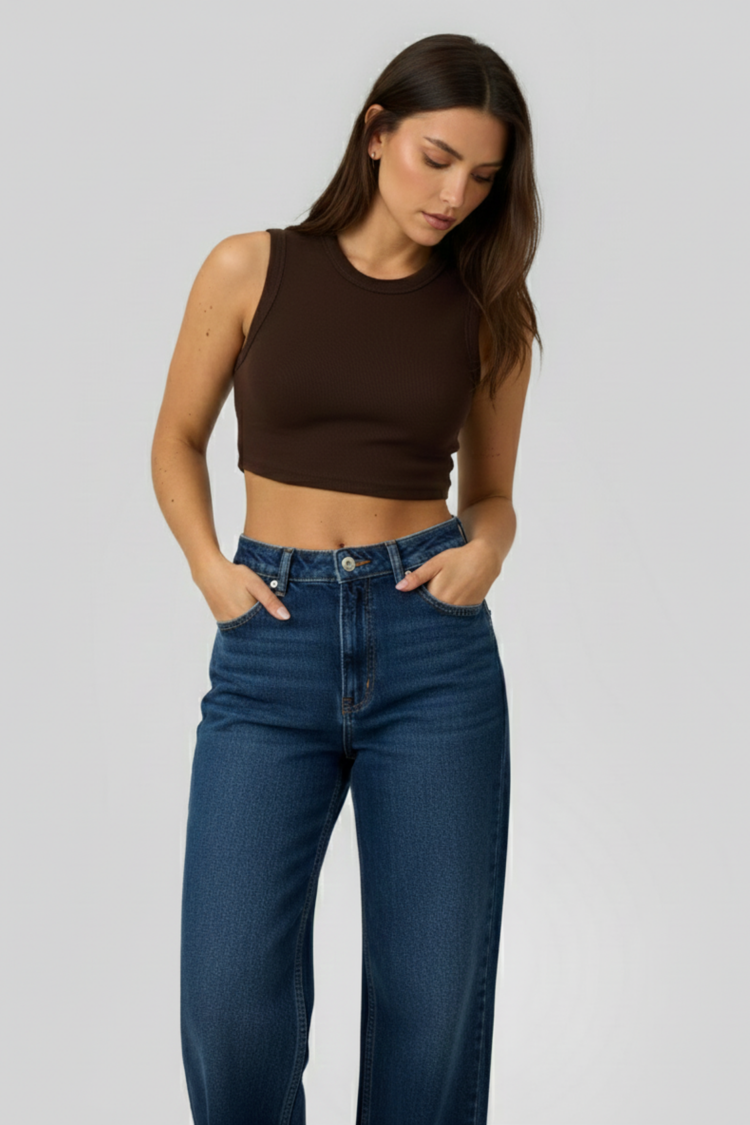 Women’s Ribbed Crop Tank Top – Effortless Comfort & Style | BROWN 1