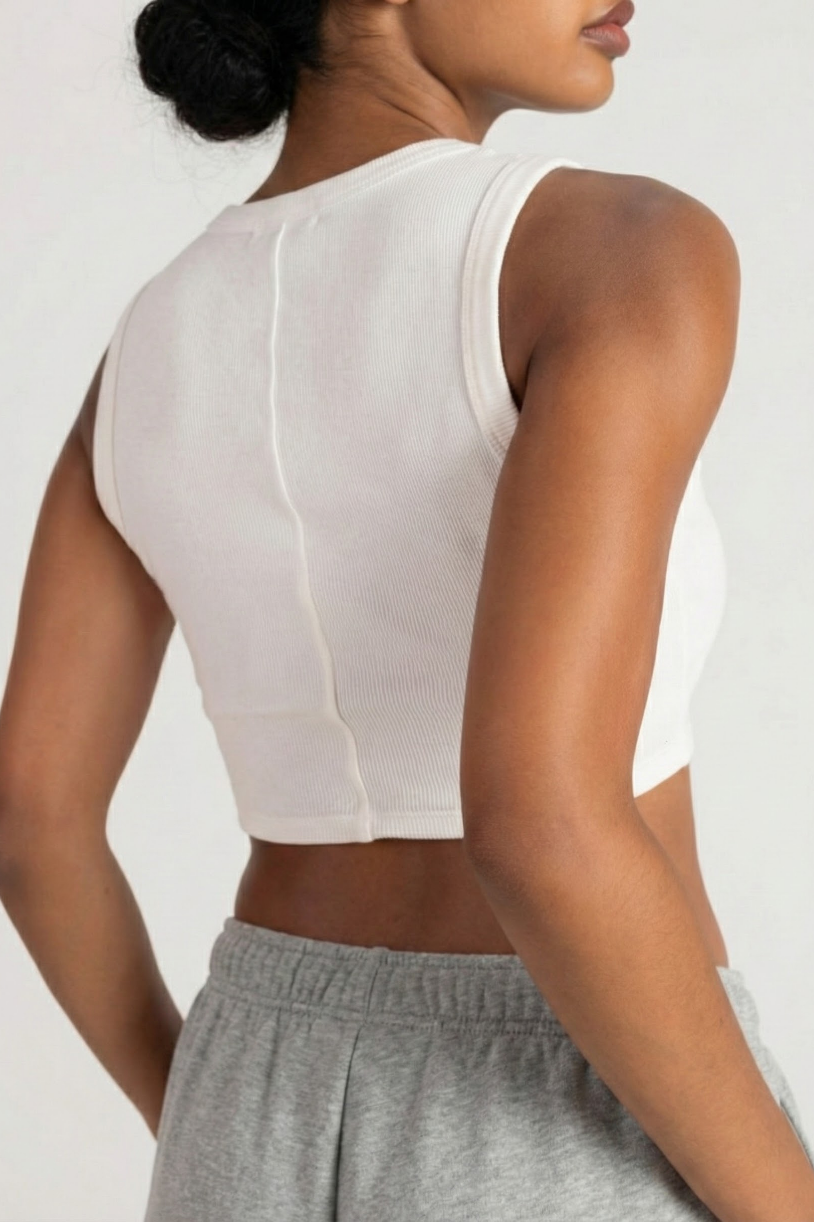 Women’s Ribbed Crop Tank Top – Effortless Comfort & Style | WHITE 3