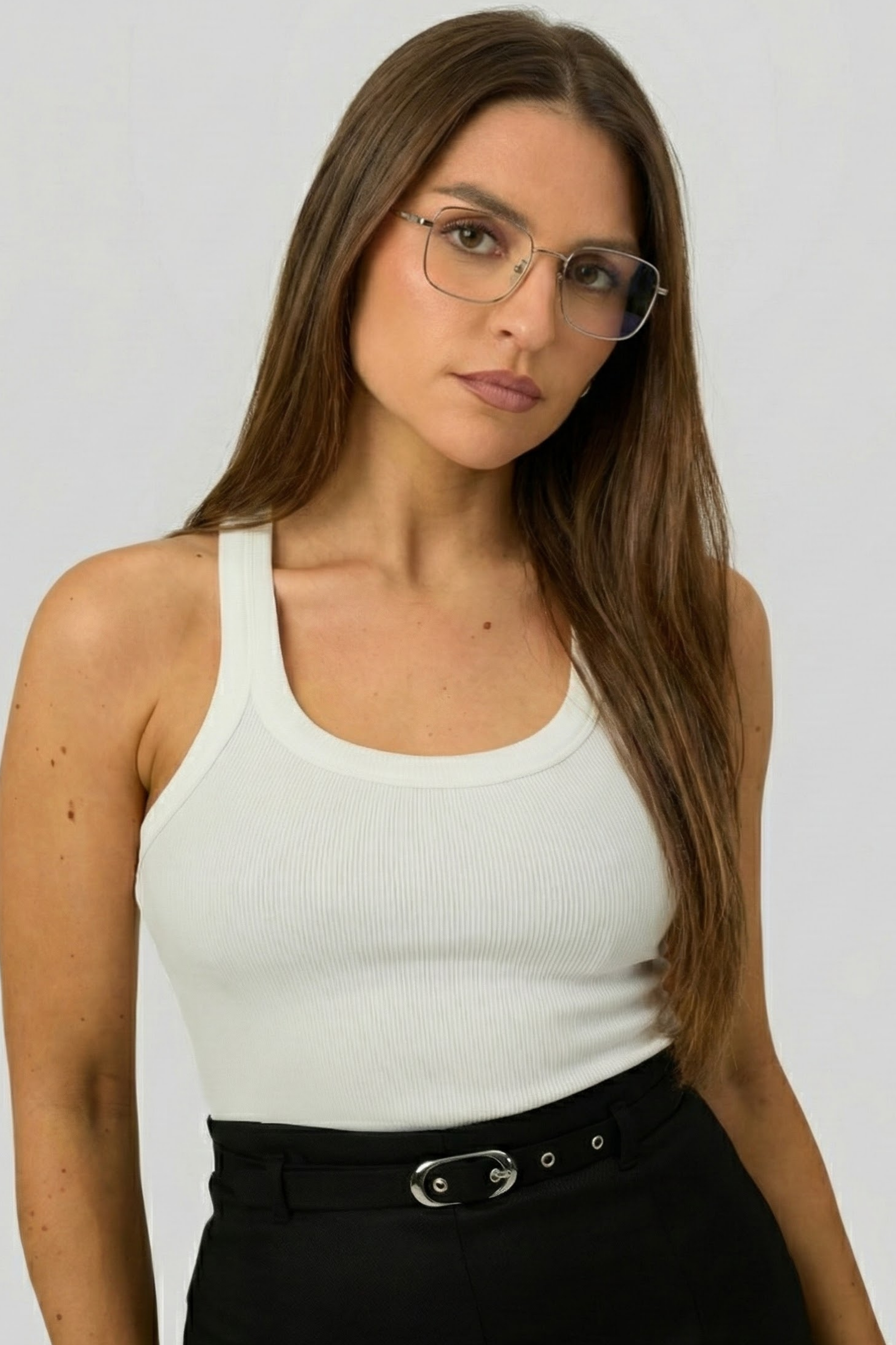 Women’s Ribbed Tank Top – Sculpting Fit with Deep Scoop Neckline & Racerback 3