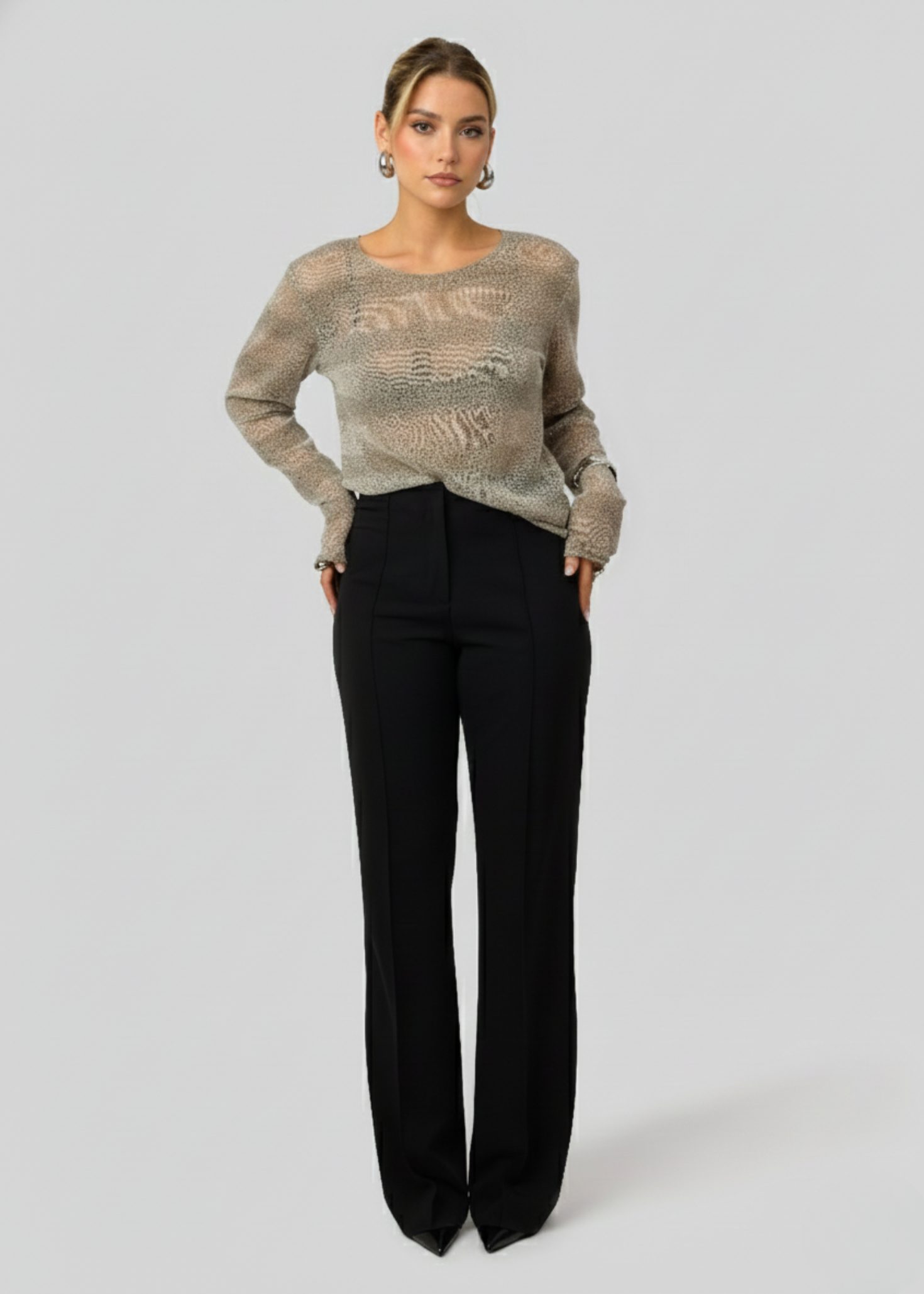 Women’s Sheer Striped Ace Sweater – Lightweight & Relaxed Fit for Effortless Layering 2