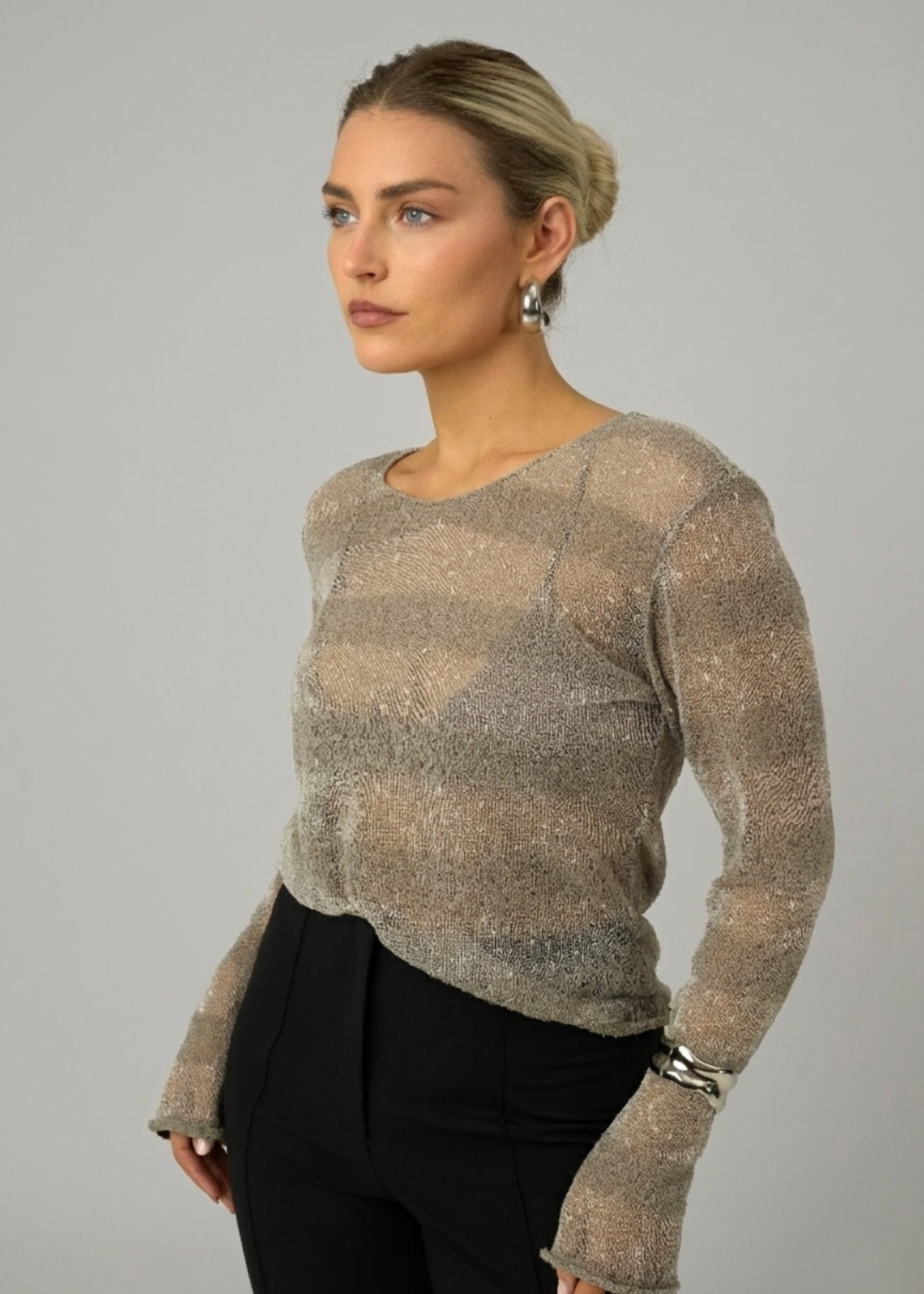 Women’s Sheer Striped Ace Sweater – Lightweight & Relaxed Fit for Effortless Layering 5