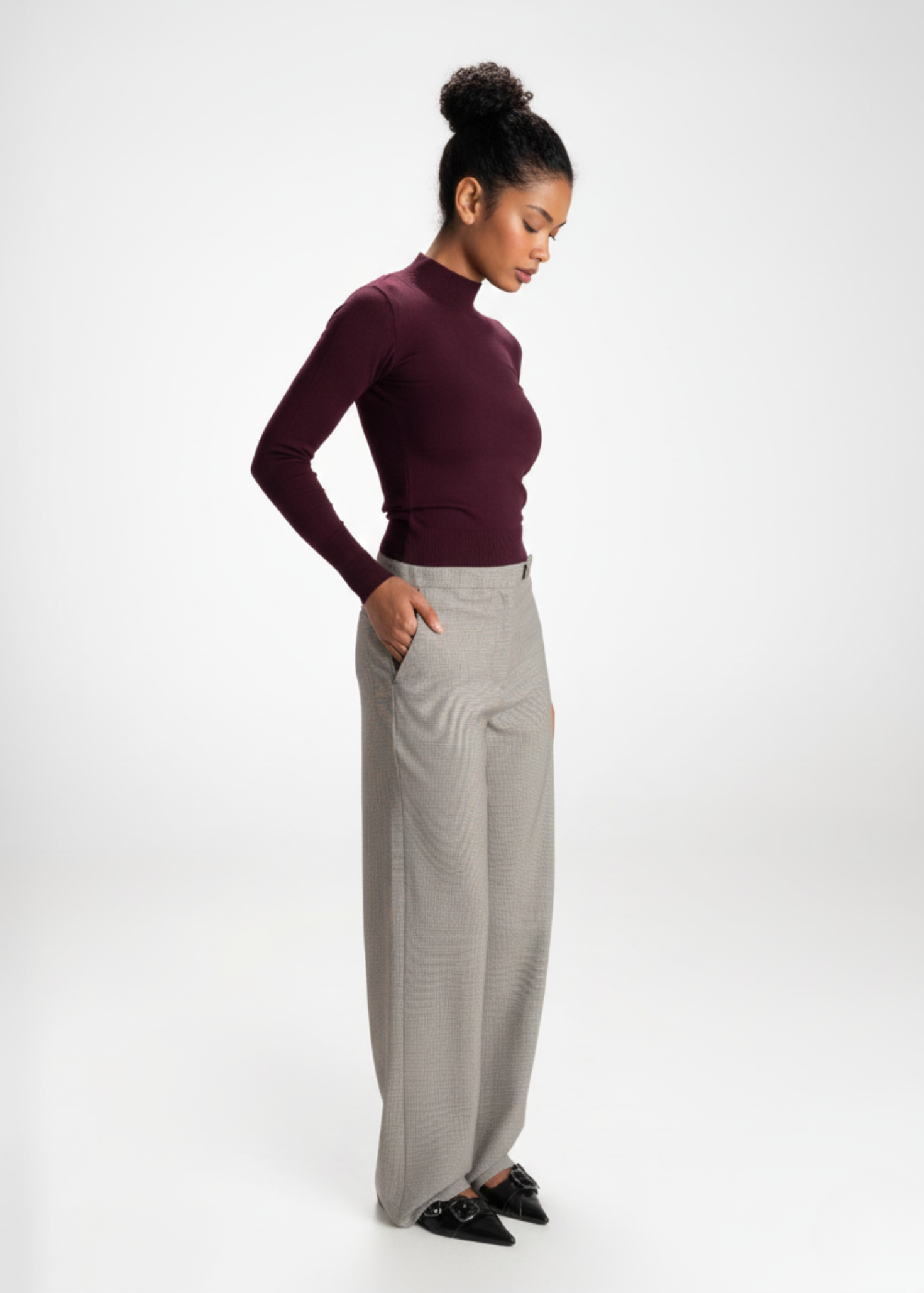 Women’s Skin Fit Knitted Mid-Neck Sweater – Lightweight & Effortlessly Comfortable | MAROON 1