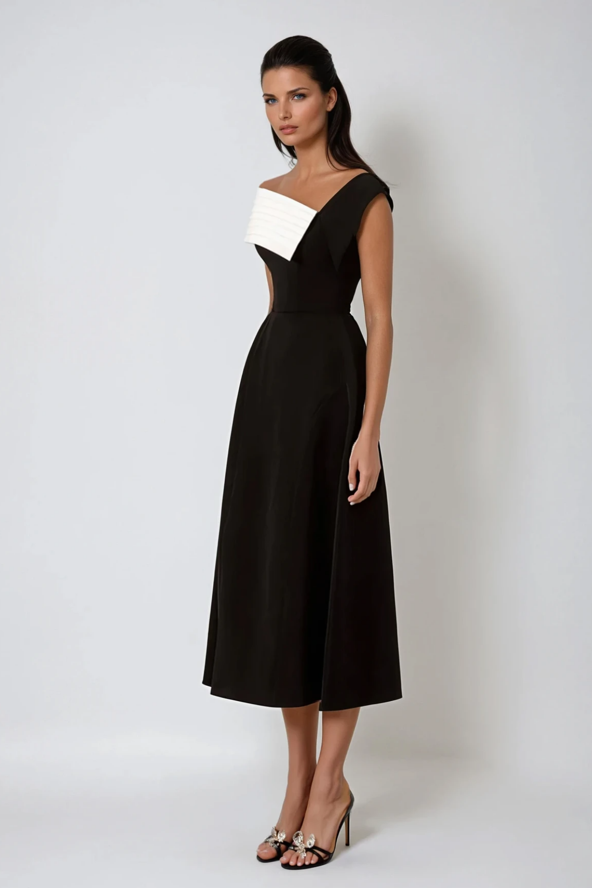 Ya Asymmetric Lapel Midi Dress
