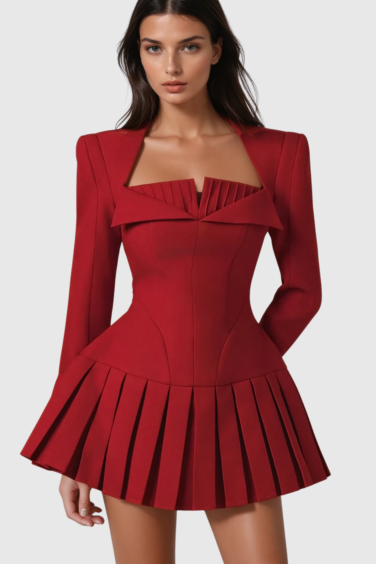 Yaa Long Sleeve Ruffle Mini Dress