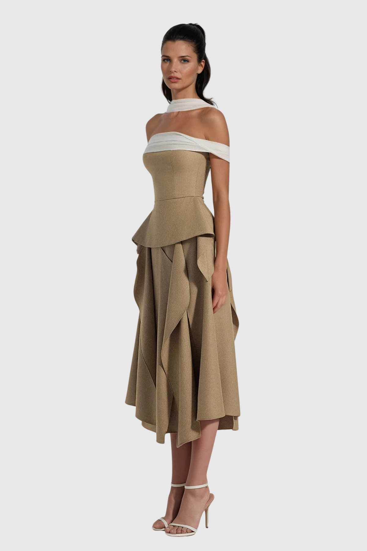 Yoko Off Shoulder Asymmetric Maxi Dress