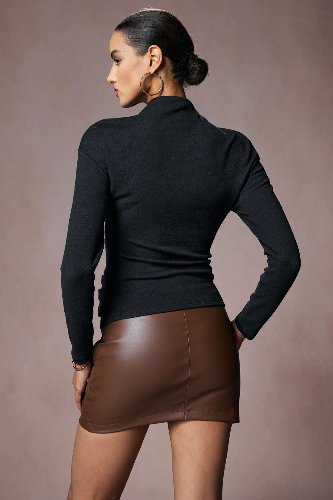 Asymmetrical Metallic Deocr Long-Sleeve Top 