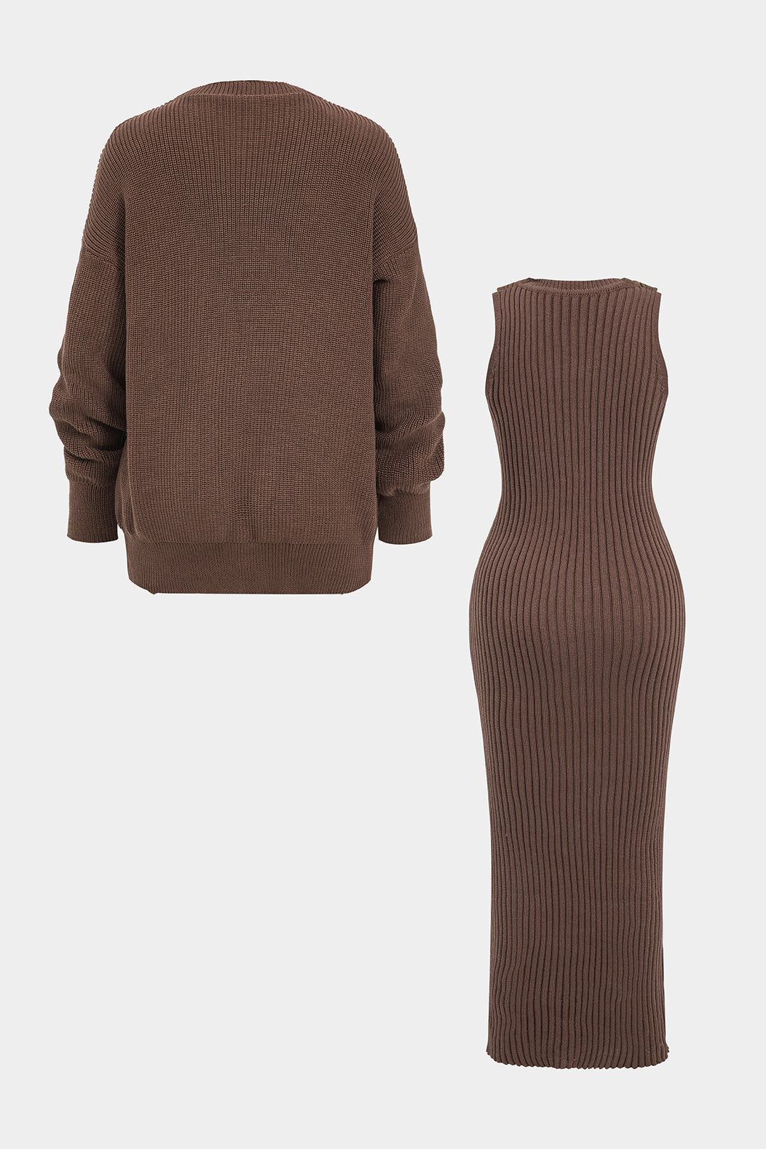 Ribbed knitwear and cardigan set 