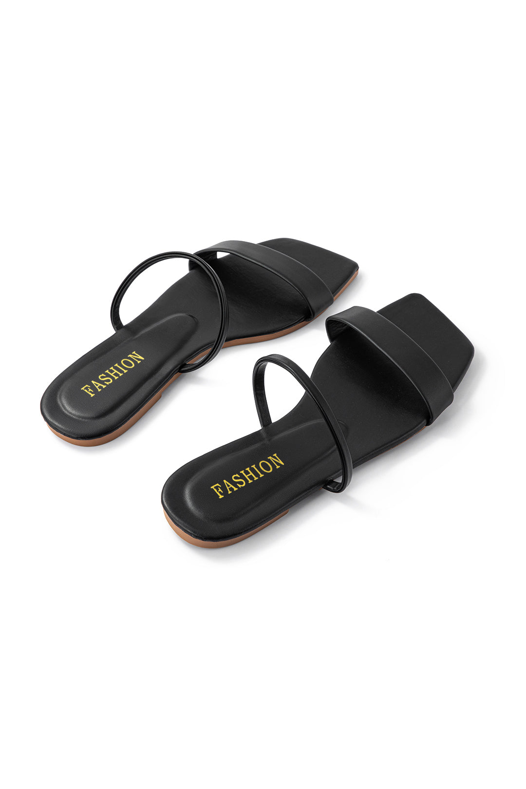 Basic Square Toe Flat Slide Sandals 