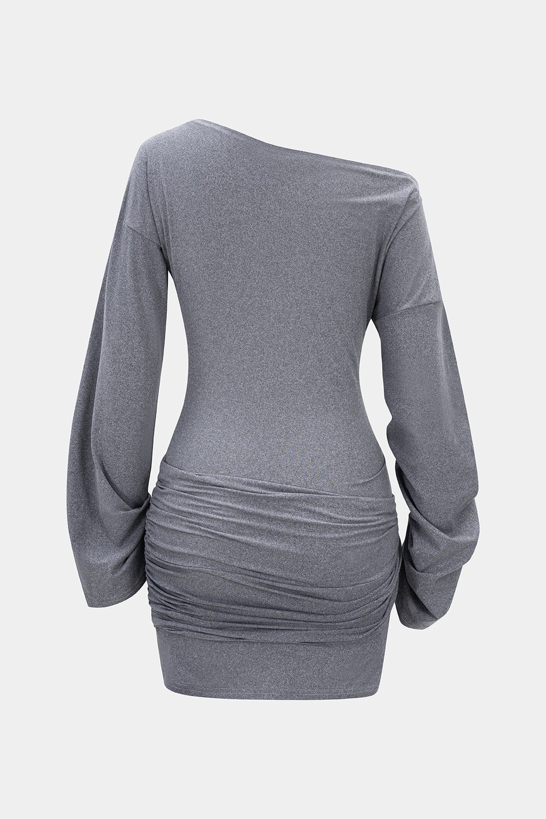 Women’s Polyester One-Shoulder Draped Mini Dress – Sculpted Elegance Fit
