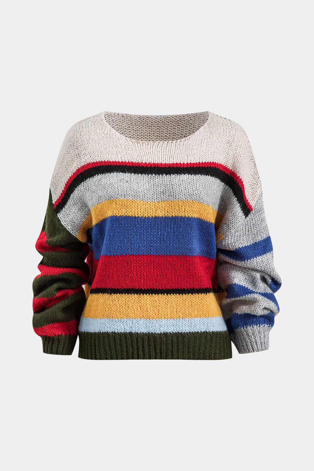 Basic knitted top with long sleeves and color blocks