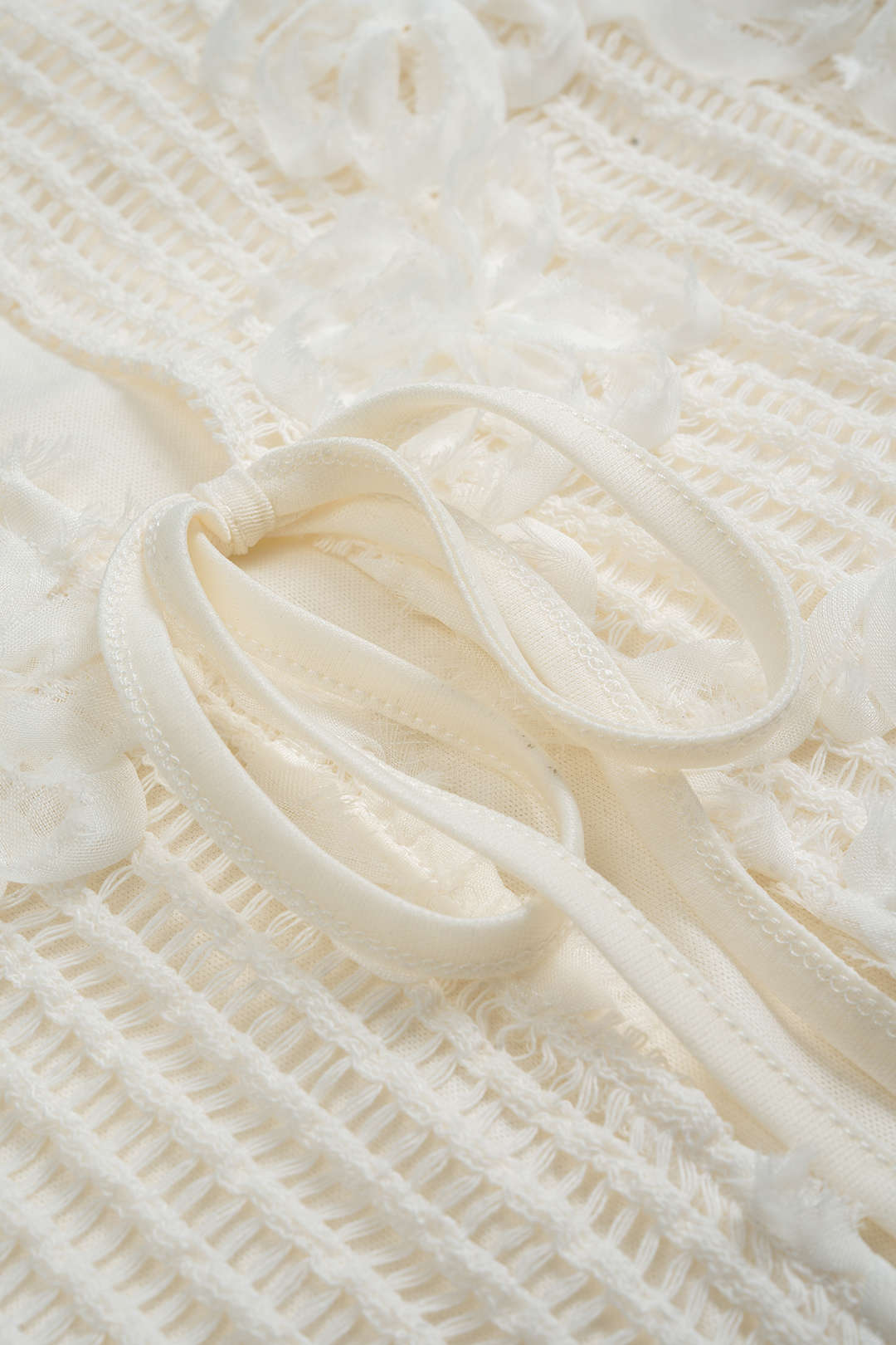 3D Floral Tie-Back Long-Sleeve Top 